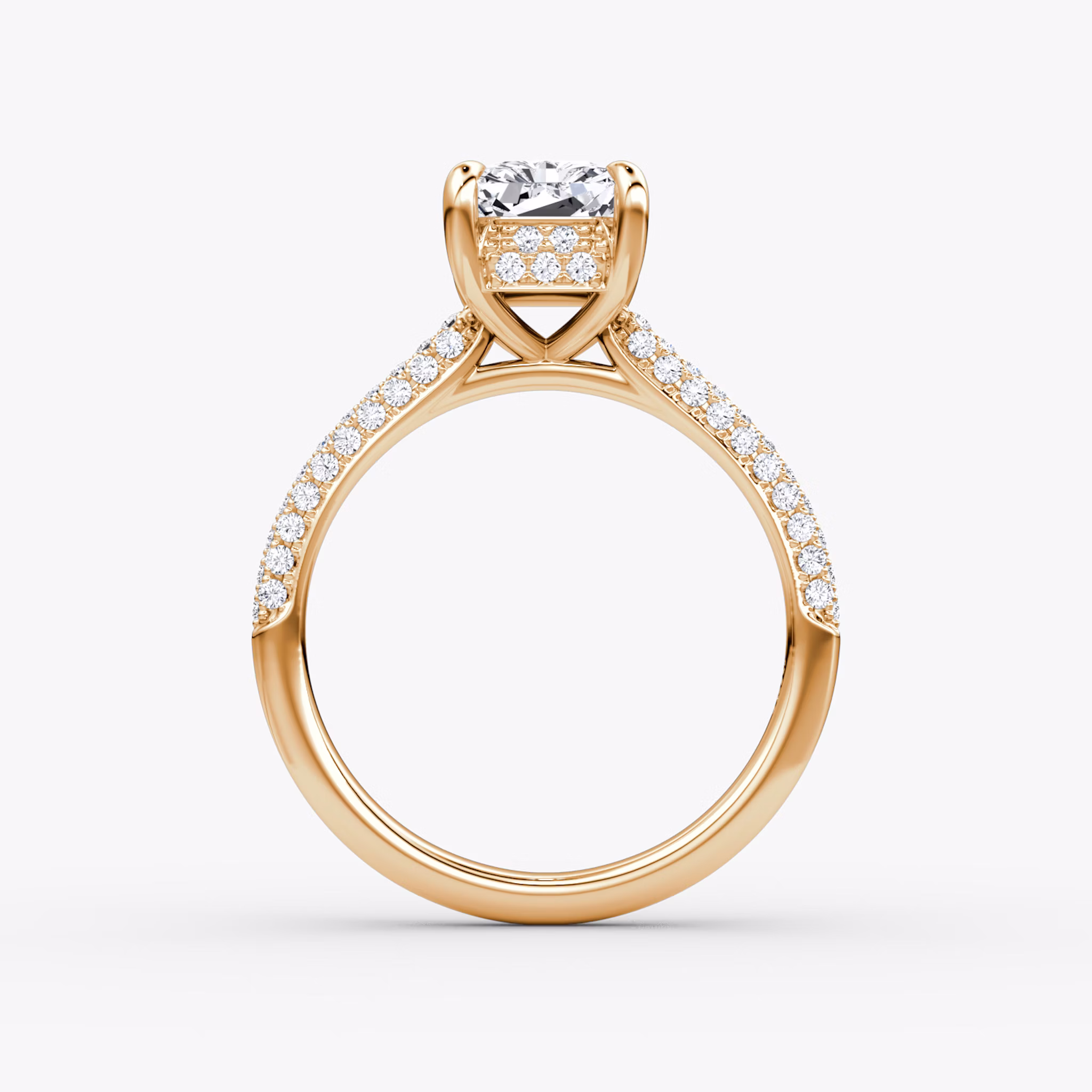 The Regal Pavé Dome | Radiant | 14k | Rose Gold | bandAccent: Pavé | diamondOrientation: vertical | caratWeight: other
