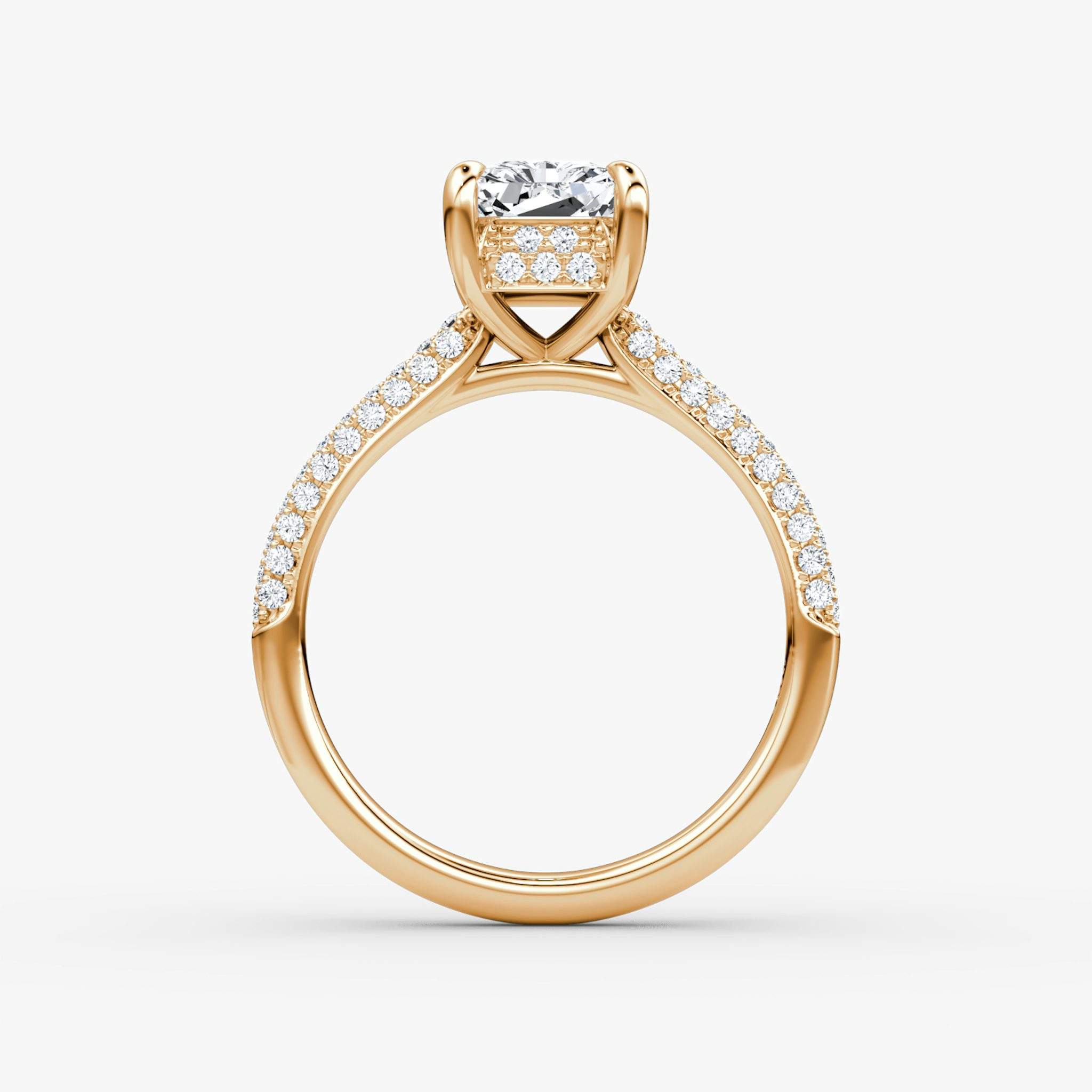 The Regal Pavé Dome | Radiant | 14k | Rose Gold | bandAccent: Pavé | diamondOrientation: vertical | caratWeight: other