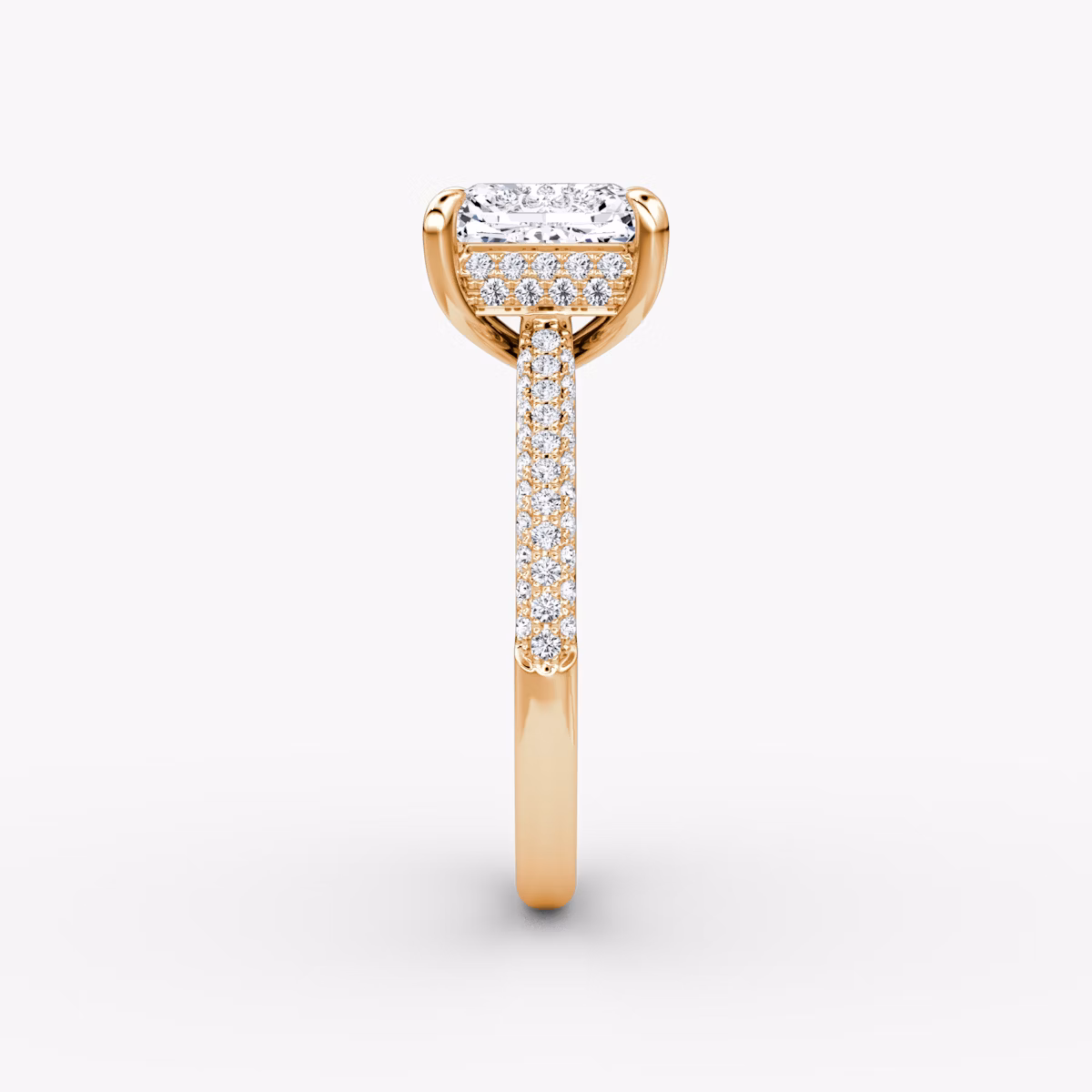 The Regal Pavé Dome | Radiant | 14k | Rose Gold | bandAccent: Pavé | diamondOrientation: vertical | caratWeight: other
