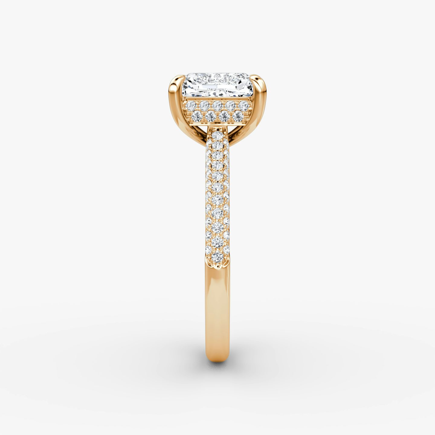 The Regal Pavé Dome | Radiant | 14k | Rose Gold | bandAccent: Pavé | diamondOrientation: vertical | caratWeight: other