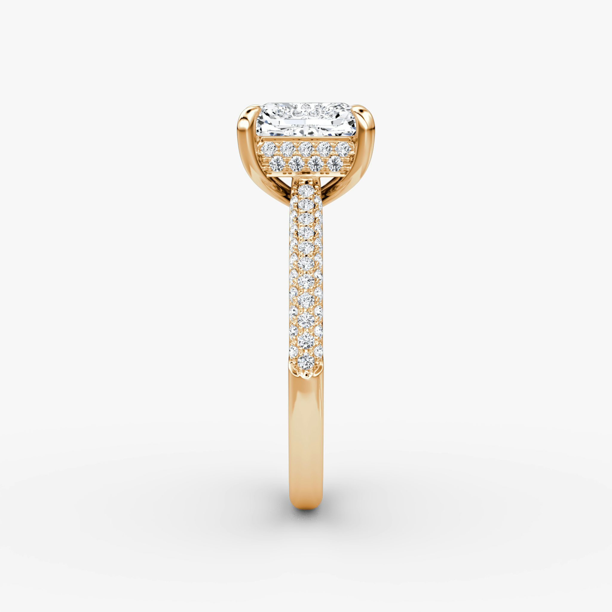 The Regal Pavé Dome | Radiant | 14k | Rose Gold | bandAccent: Pavé | diamondOrientation: vertical | caratWeight: other