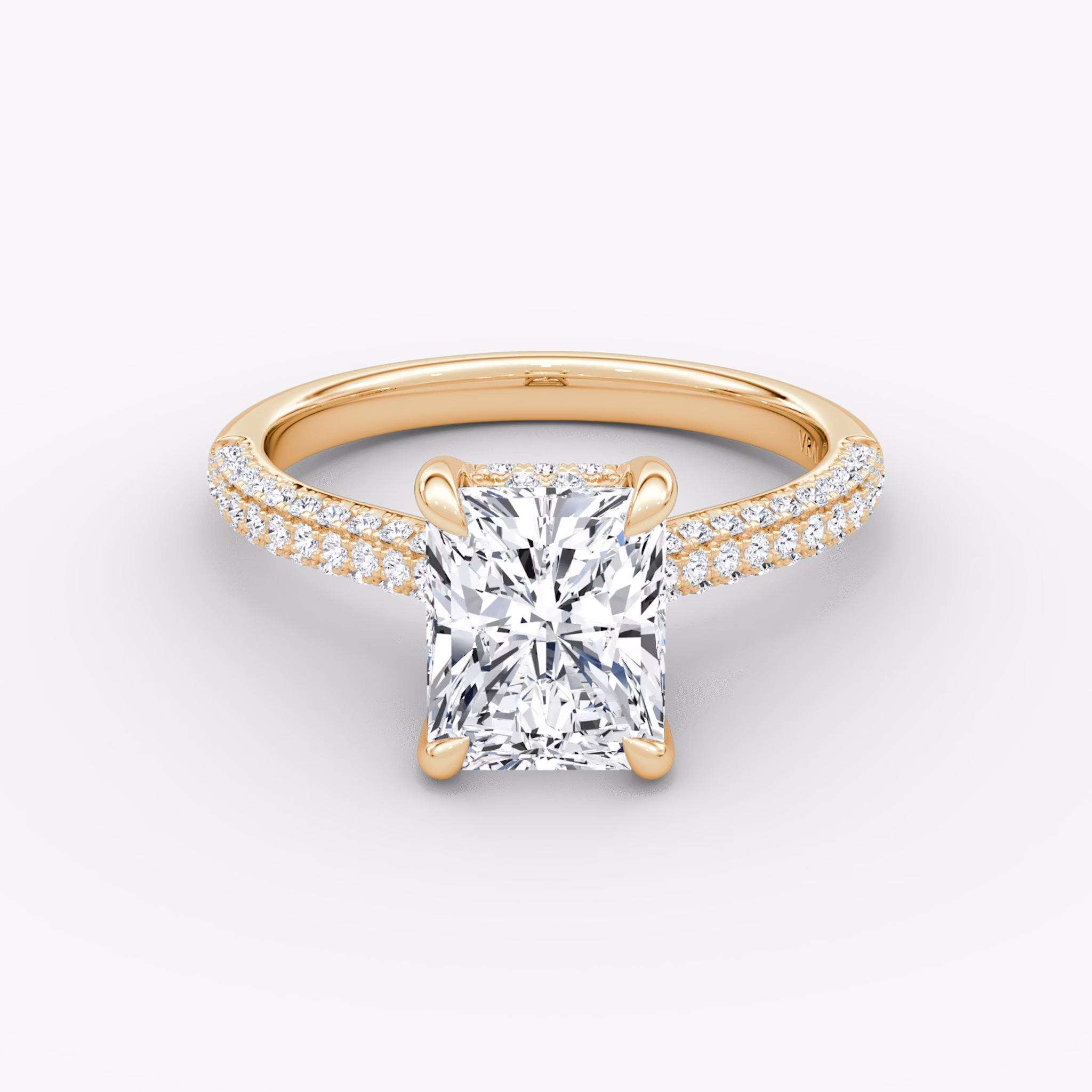 The Regal Pavé Dome | Radiant | 14k | Rose Gold | bandAccent: Pavé | diamondOrientation: vertical | caratWeight: other