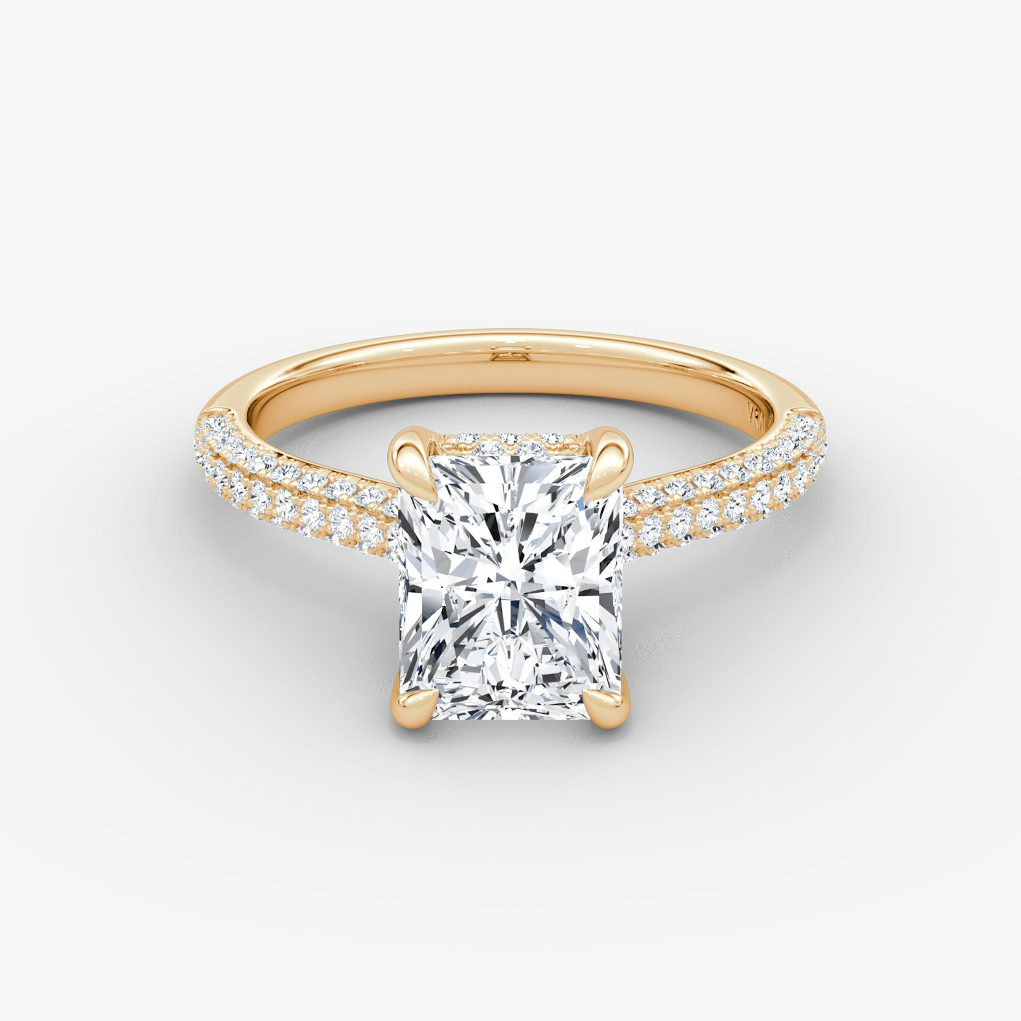 The Regal Pavé Dome | Radiant | 14k | Rose Gold | bandAccent: Pavé | diamondOrientation: vertical | caratWeight: other