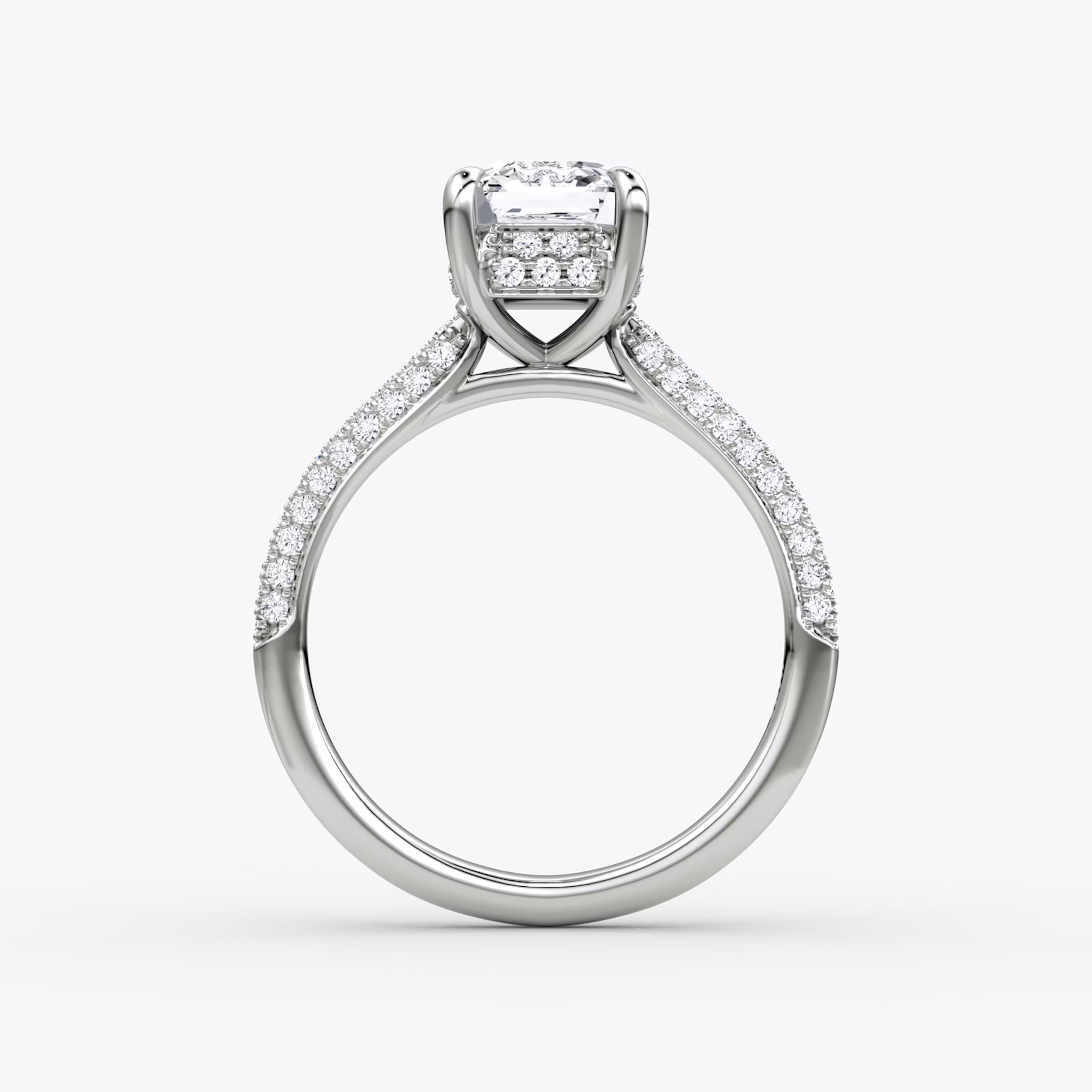 The Regal Pavé Dome | Asscher | Platinum | bandAccent: Pavé | diamondOrientation: vertical | caratWeight: other