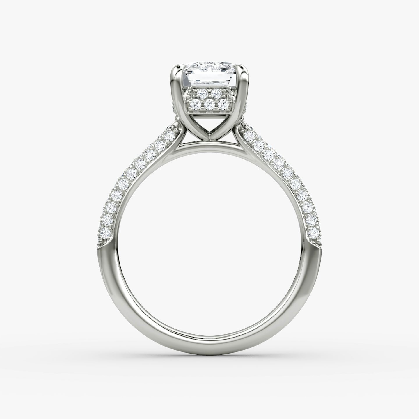 The Regal Pavé Dome | Asscher | Platinum | bandAccent: Pavé | diamondOrientation: vertical | caratWeight: other