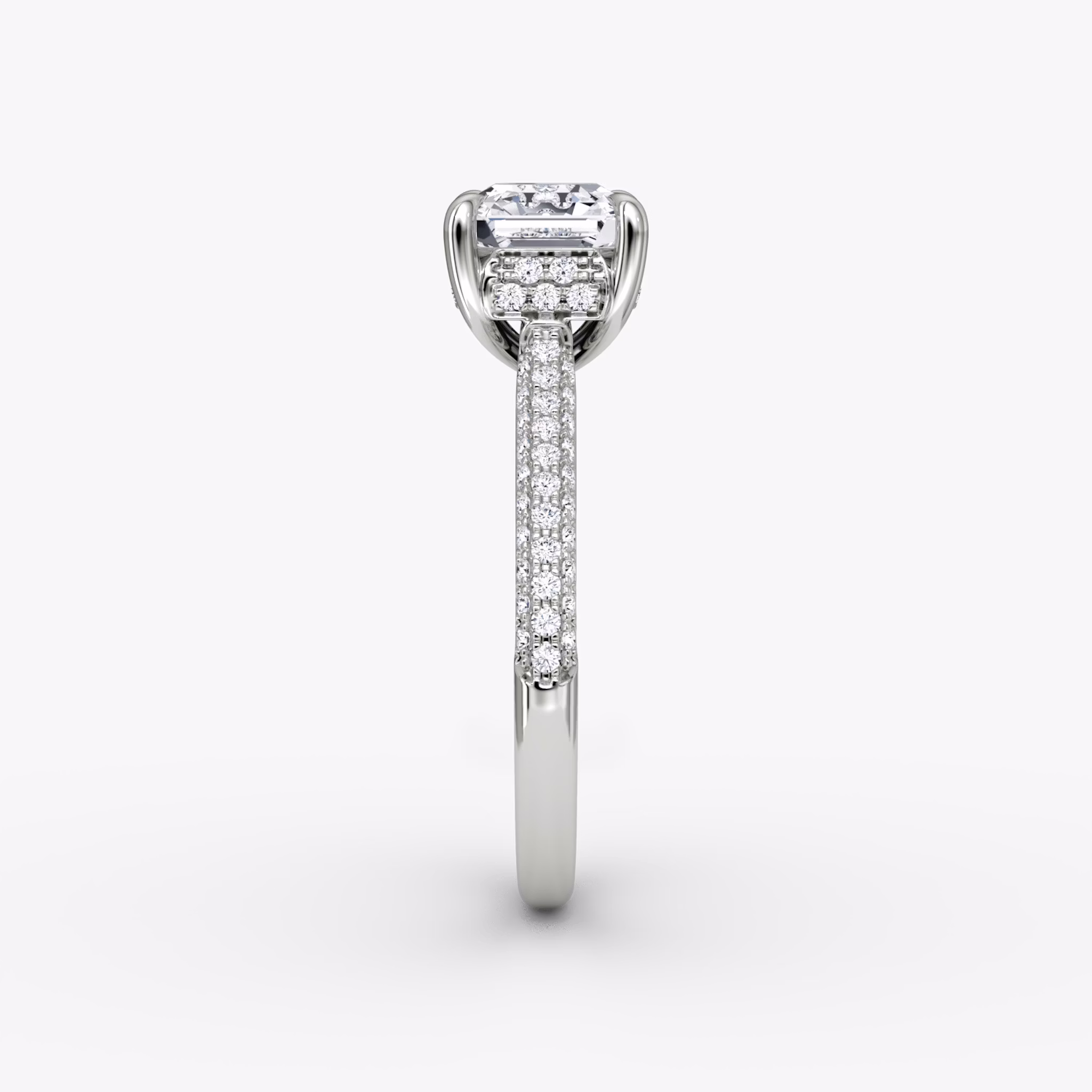 The Regal Pavé Dome | Asscher | Platinum | bandAccent: Pavé | diamondOrientation: vertical | caratWeight: other