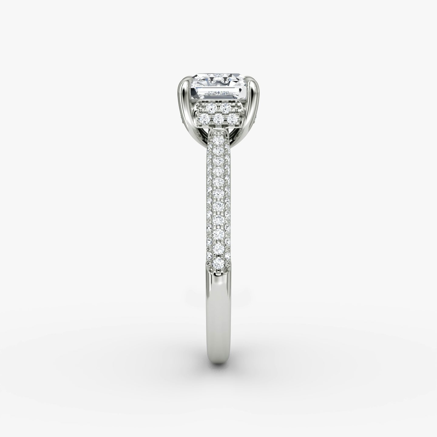 The Regal Pavé Dome | Asscher | Platinum | bandAccent: Pavé | diamondOrientation: vertical | caratWeight: other