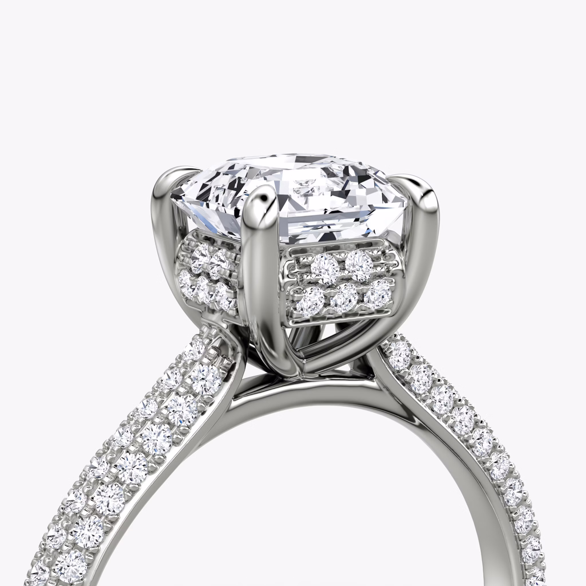 The Regal Pavé Dome | Asscher | Platinum | bandAccent: Pavé | diamondOrientation: vertical | caratWeight: other