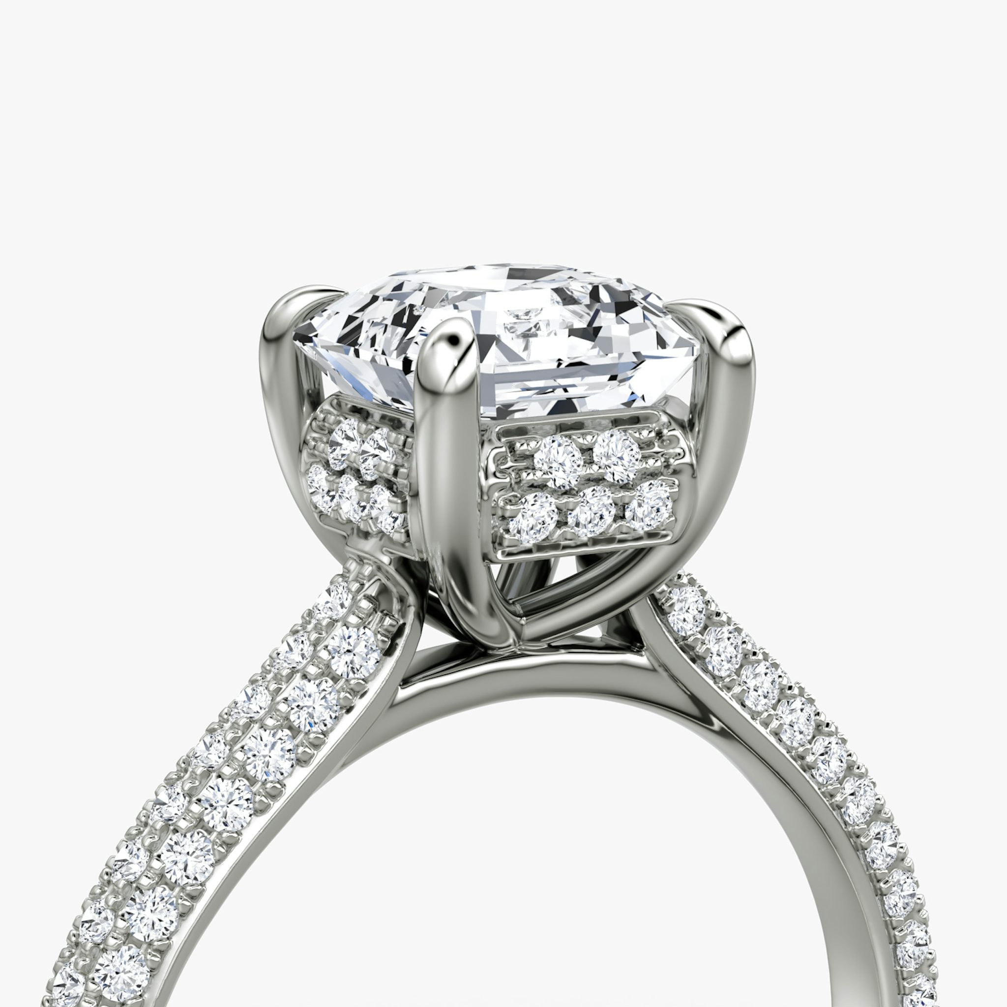 The Regal Pavé Dome | Asscher | Platinum | bandAccent: Pavé | diamondOrientation: vertical | caratWeight: other