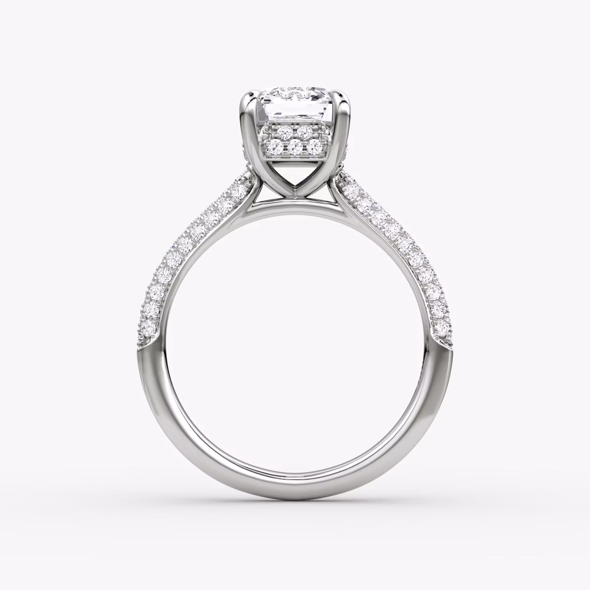 The Regal Pavé Dome | Asscher | 18k | White Gold | bandAccent: Pavé | diamondOrientation: vertical | caratWeight: other