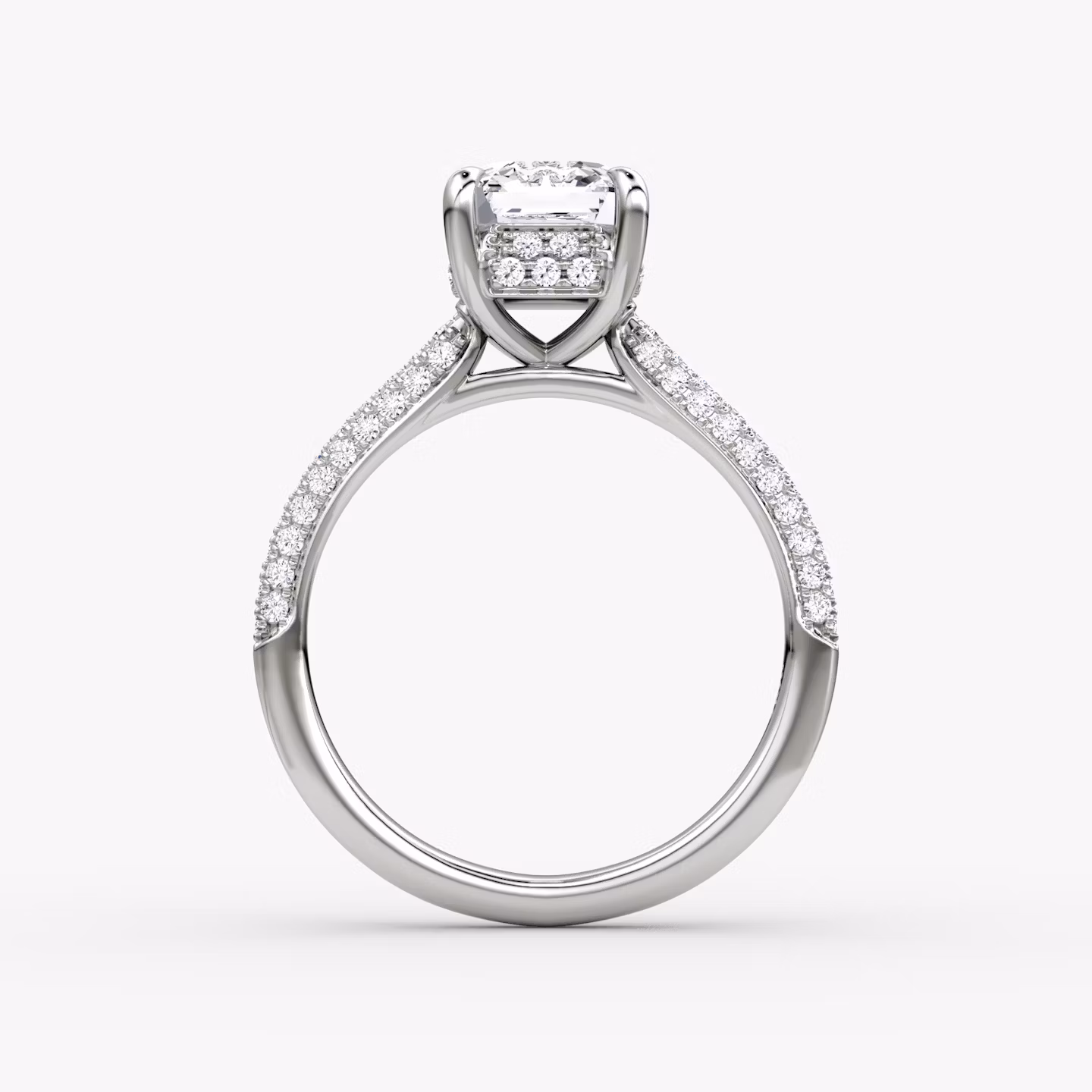 The Regal Pavé Dome | Asscher | 18k | White Gold | bandAccent: Pavé | diamondOrientation: vertical | caratWeight: other