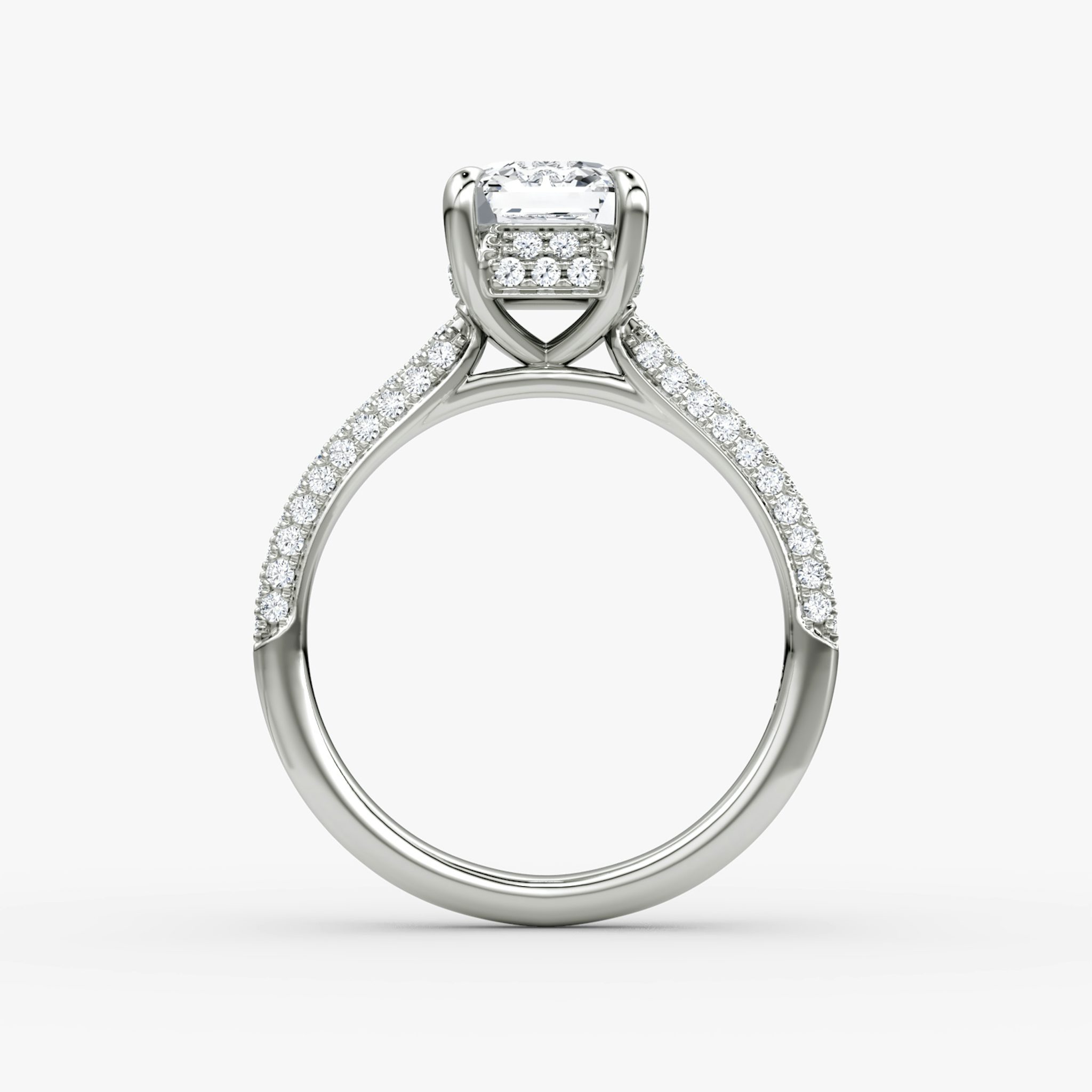 The Regal Pavé Dome | Asscher | 18k | White Gold | bandAccent: Pavé | diamondOrientation: vertical | caratWeight: other