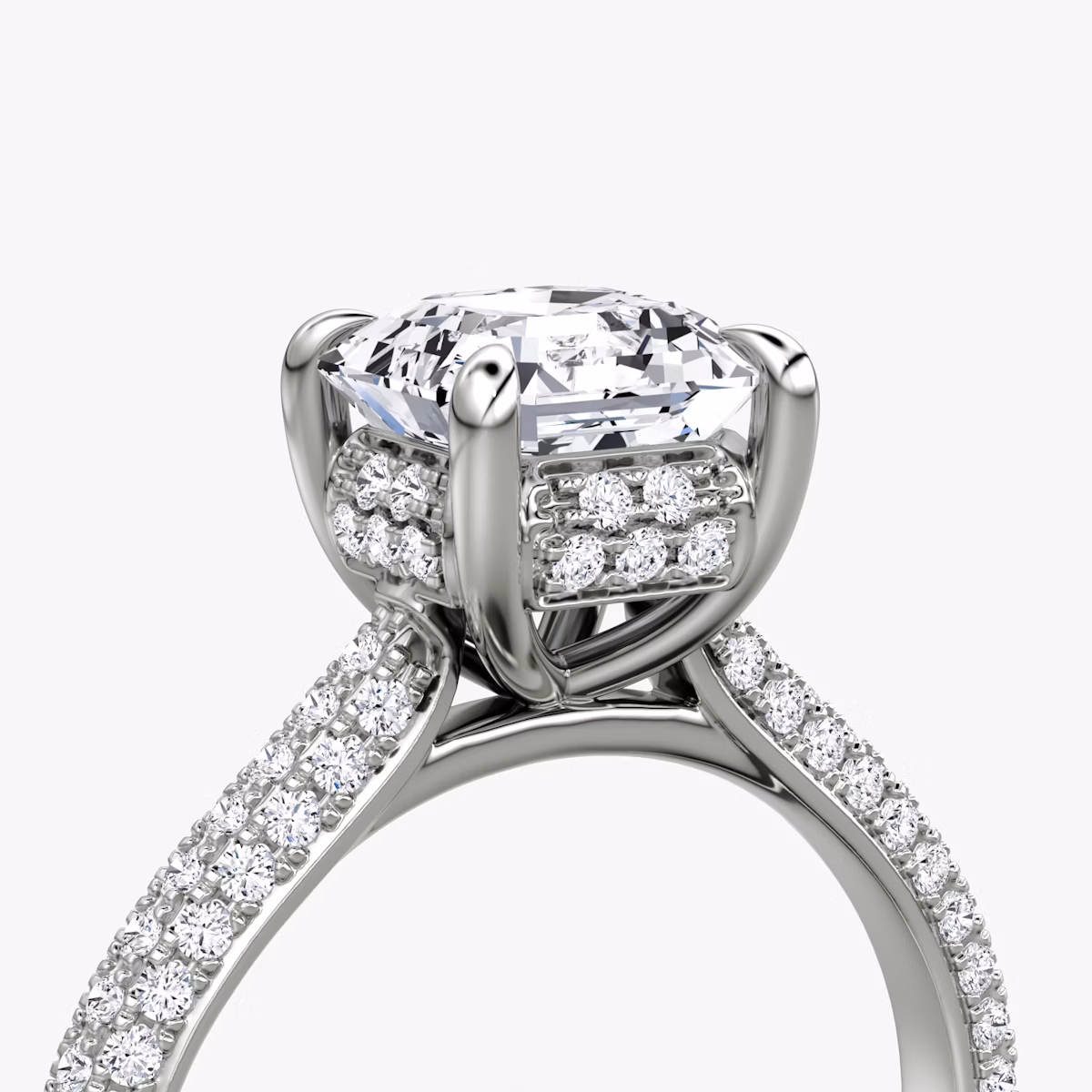 The Regal Pavé Dome | Asscher | 18k | White Gold | bandAccent: Pavé | diamondOrientation: vertical | caratWeight: other