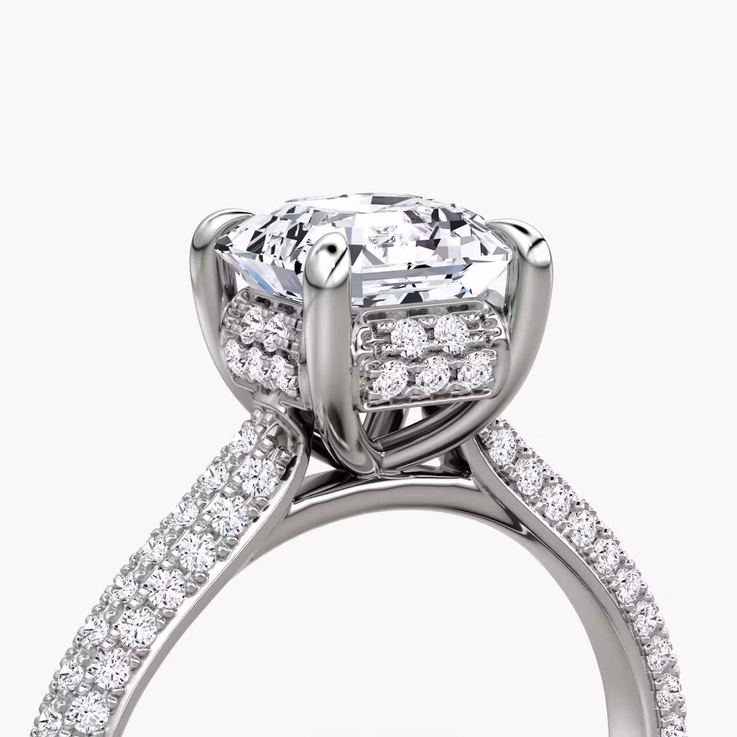 The Regal Pavé Dome | Asscher | 18k | White Gold | bandAccent: Pavé | diamondOrientation: vertical | caratWeight: other