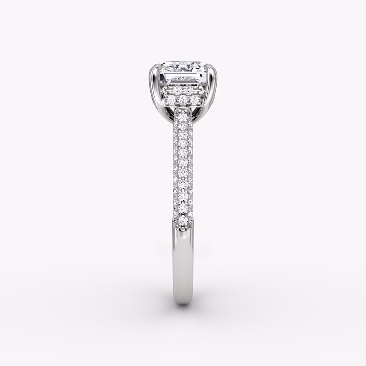 The Regal Pavé Dome | Asscher | 18k | White Gold | bandAccent: Pavé | diamondOrientation: vertical | caratWeight: other