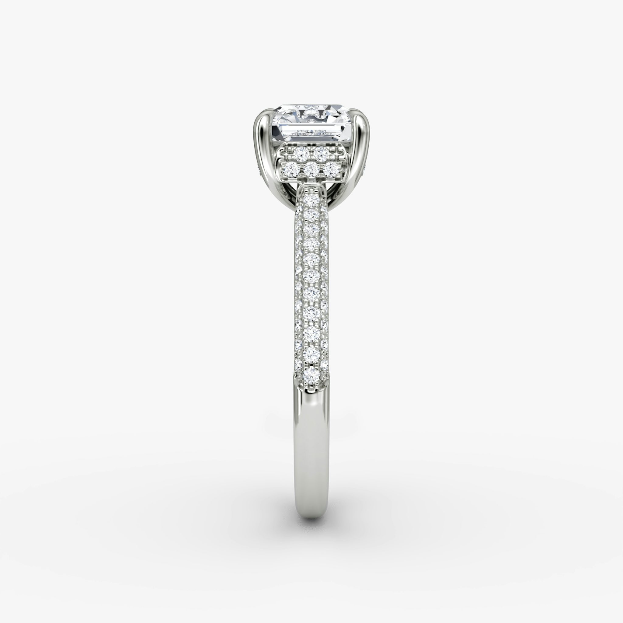 The Regal Pavé Dome | Asscher | 18k | White Gold | bandAccent: Pavé | diamondOrientation: vertical | caratWeight: other