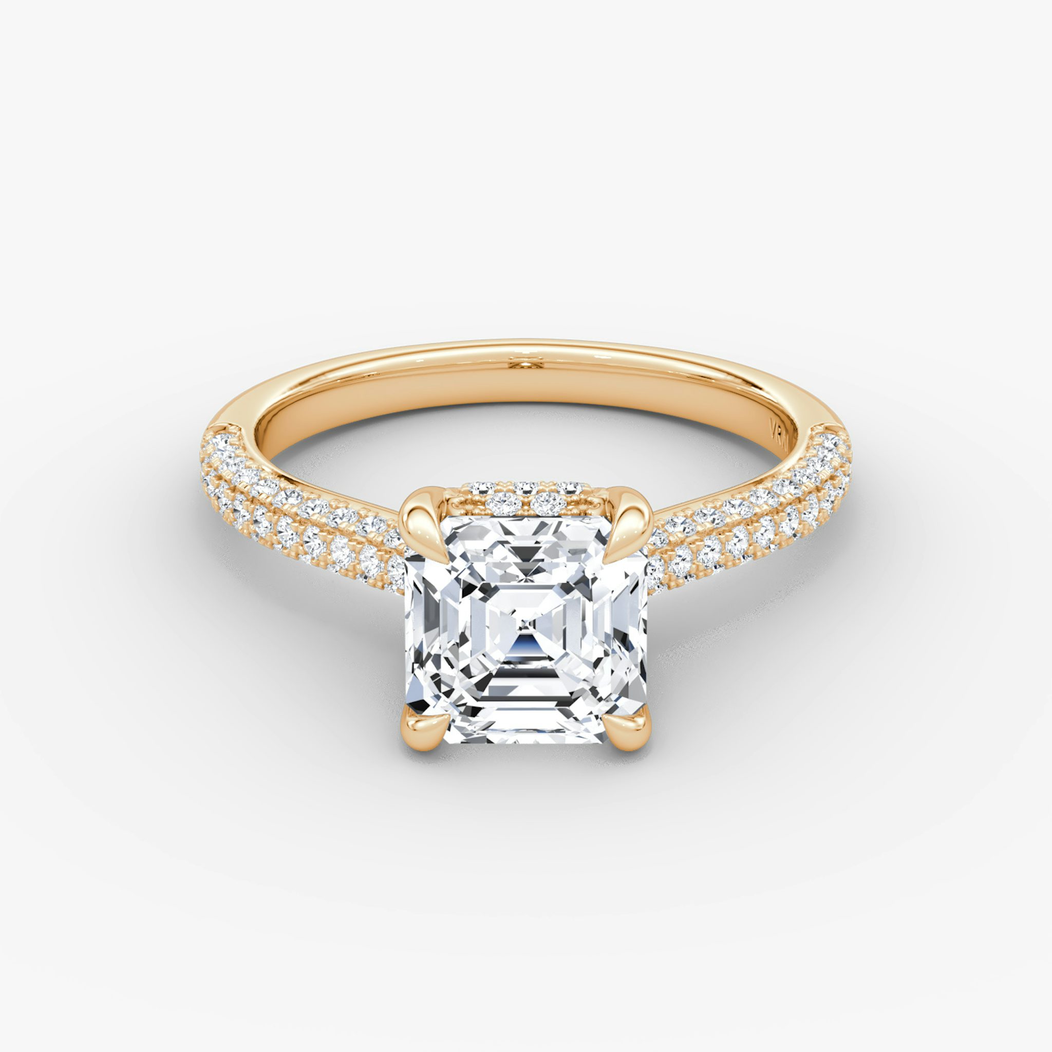 The Regal Pavé Dome | Asscher | 14k | Rose Gold | bandAccent: Pavé | diamondOrientation: vertical | caratWeight: other