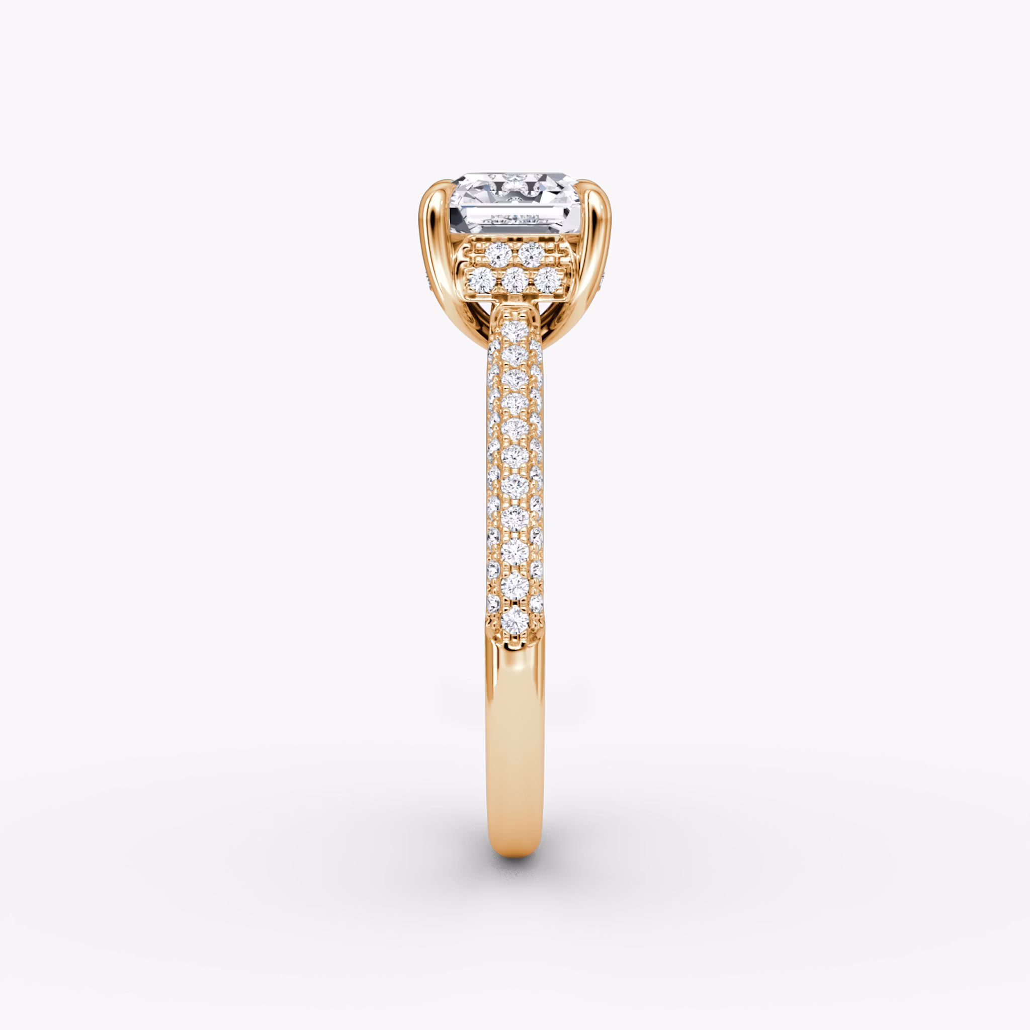 The Regal Pavé Dome | Asscher | 14k | Rose Gold | bandAccent: Pavé | diamondOrientation: vertical | caratWeight: other