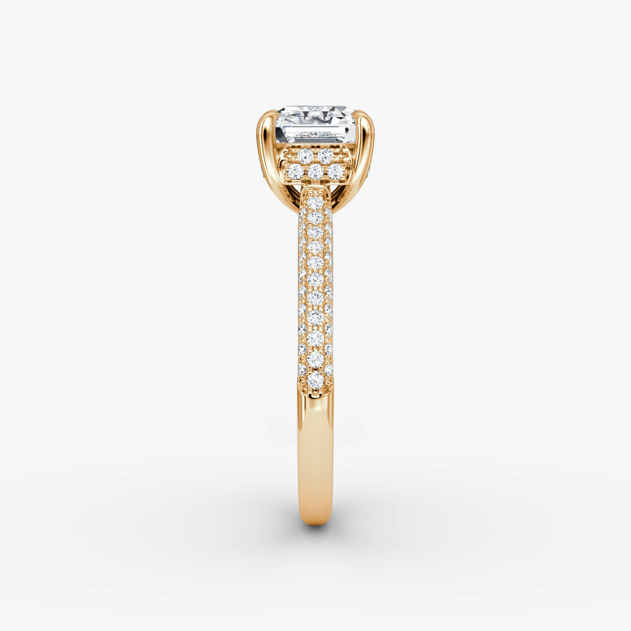 The Regal Pavé Dome | Asscher | 14k | Rose Gold | bandAccent: Pavé | diamondOrientation: vertical | caratWeight: other
