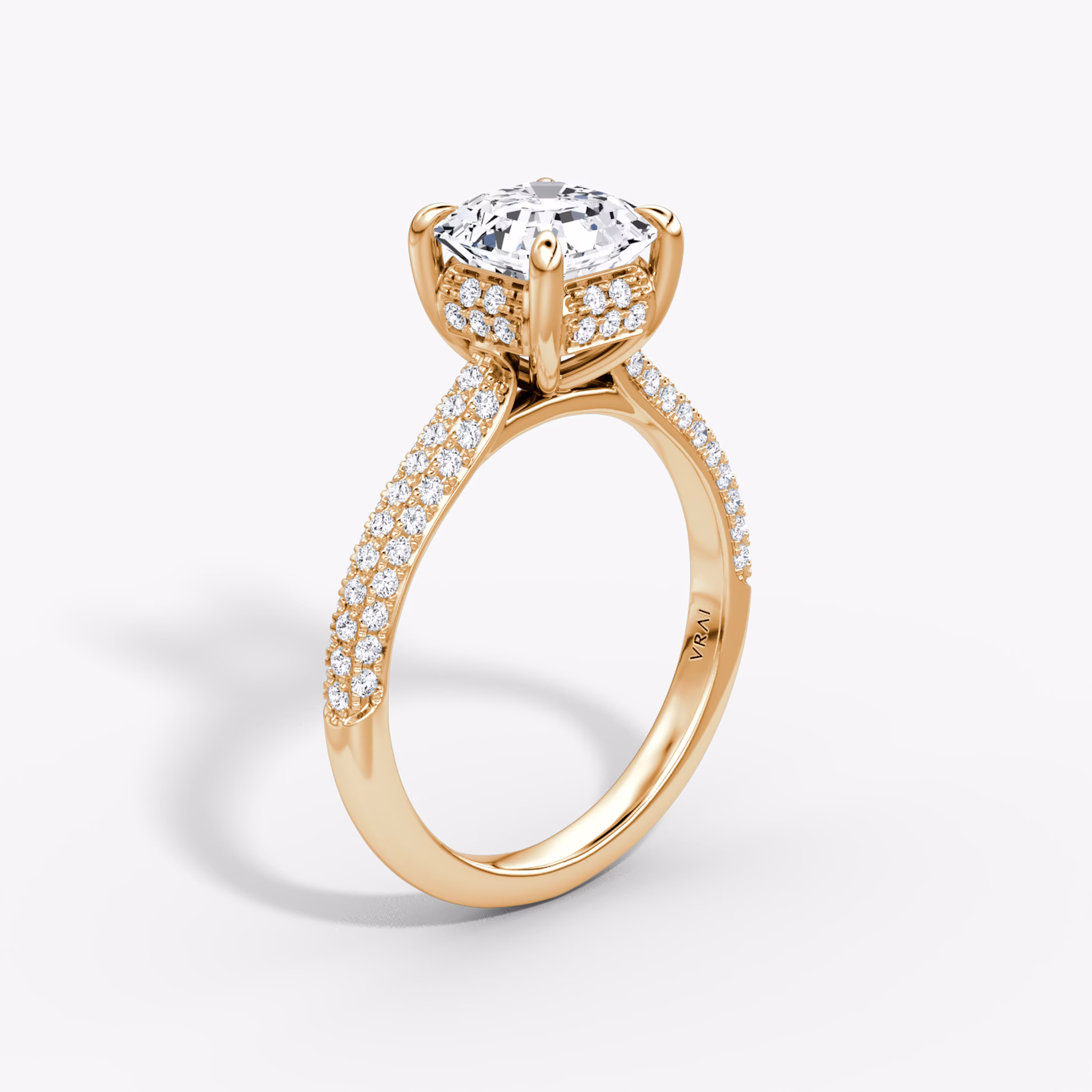 The Regal Pavé Dome | Asscher | 14k | Rose Gold | bandAccent: Pavé | diamondOrientation: vertical | caratWeight: other