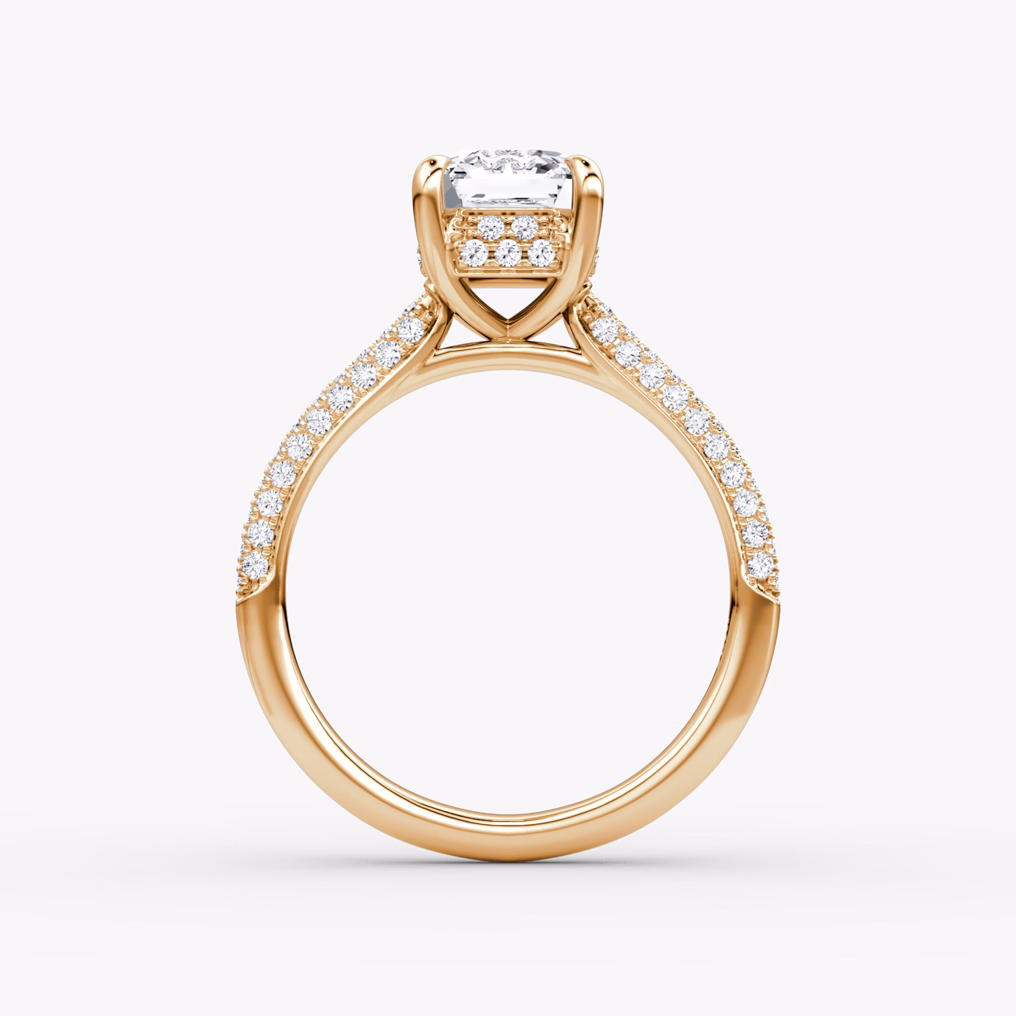 The Regal Pavé Dome | Asscher | 14k | Rose Gold | bandAccent: Pavé | diamondOrientation: vertical | caratWeight: other
