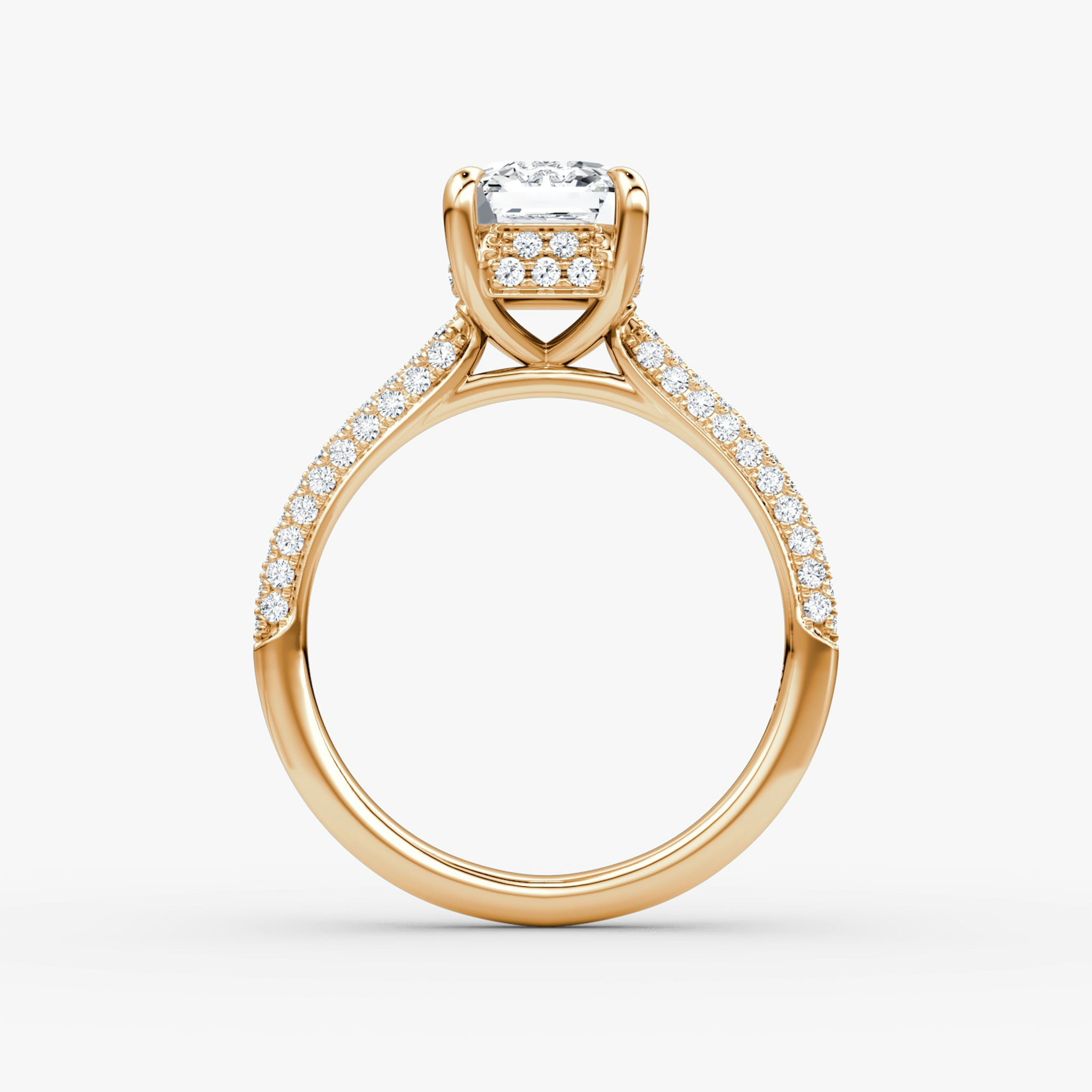 The Regal Pavé Dome | Asscher | 14k | Rose Gold | bandAccent: Pavé | diamondOrientation: vertical | caratWeight: other