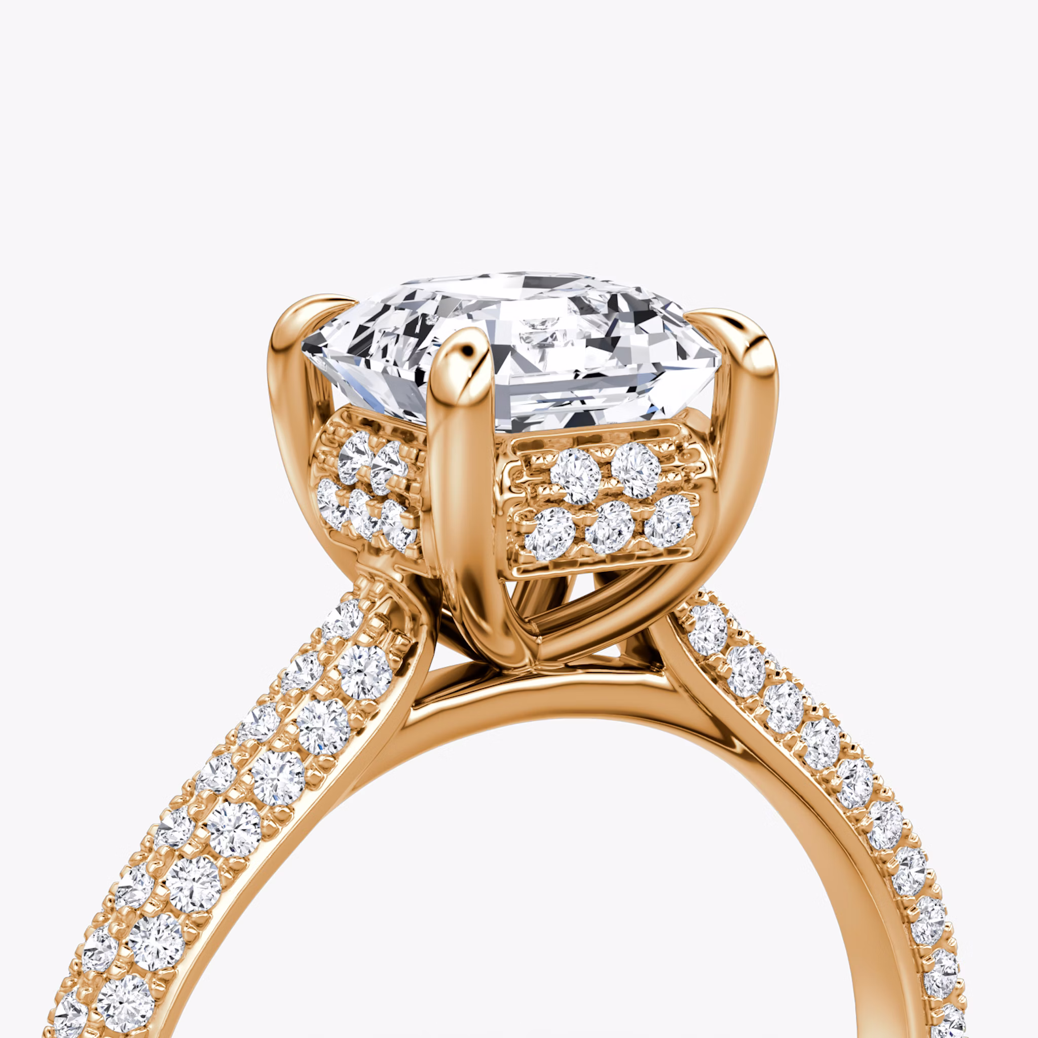 The Regal Pavé Dome | Asscher | 14k | Rose Gold | bandAccent: Pavé | diamondOrientation: vertical | caratWeight: other