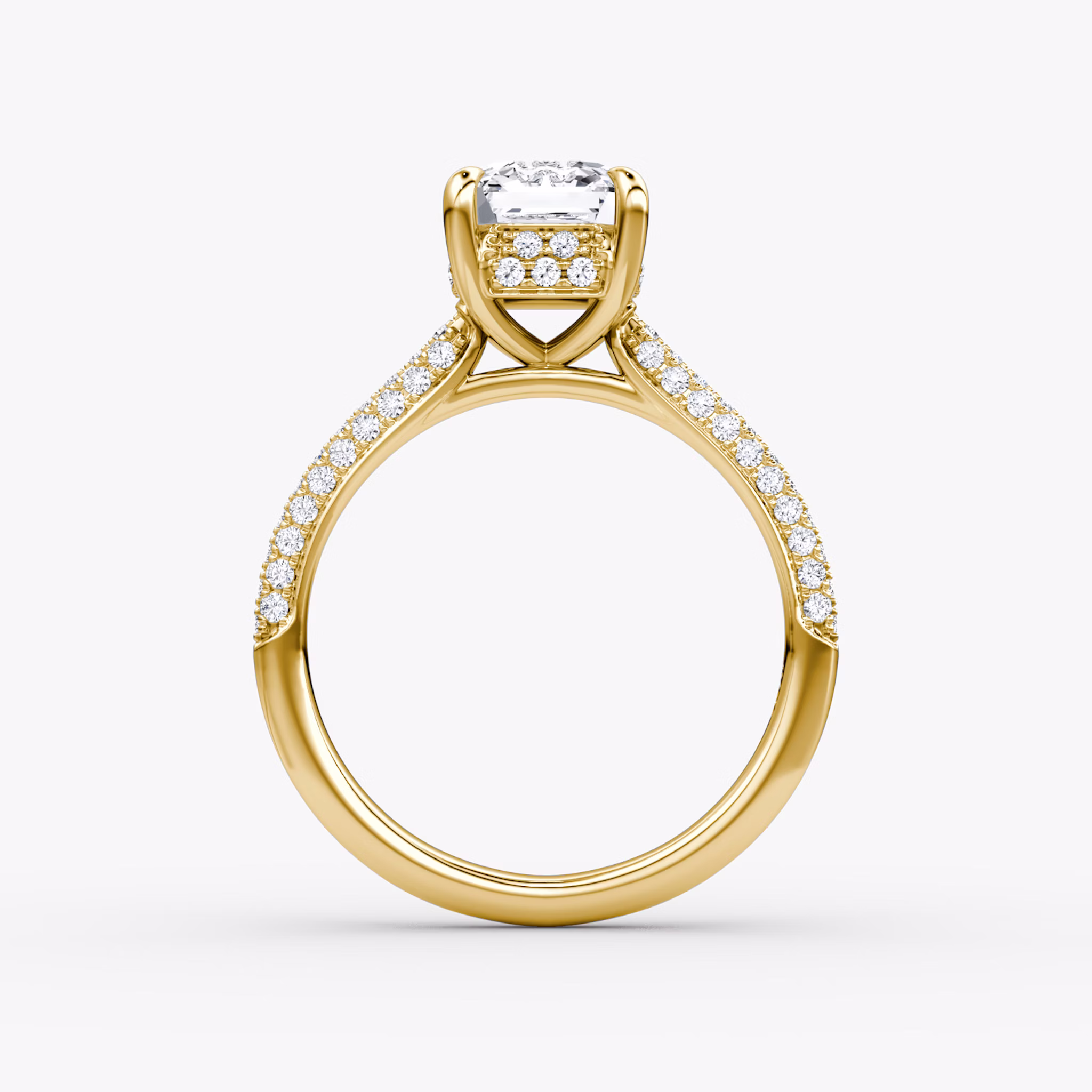 The Regal Pavé Dome | Asscher | 18k | Yellow Gold | bandAccent: Pavé | diamondOrientation: vertical | caratWeight: other