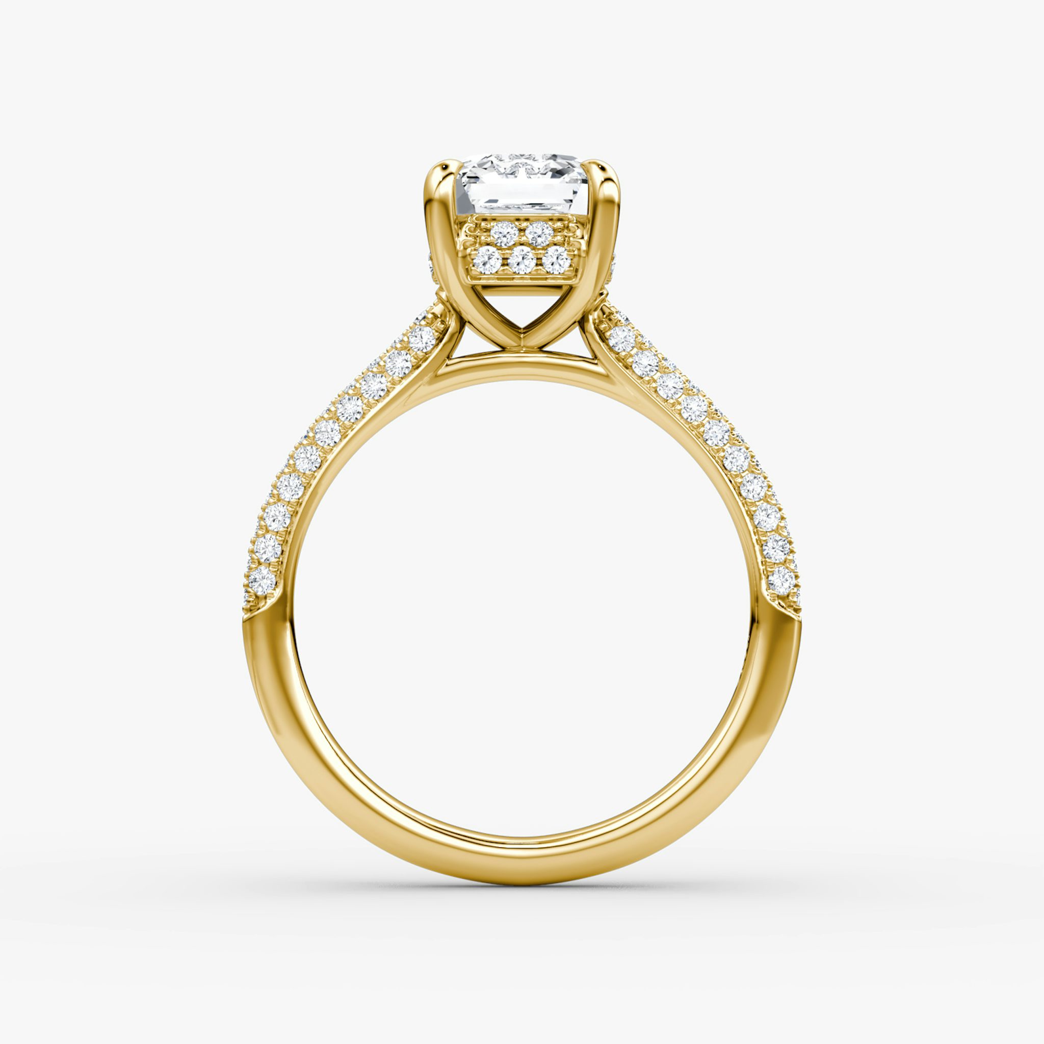 The Regal Pavé Dome | Asscher | 18k | Yellow Gold | bandAccent: Pavé | diamondOrientation: vertical | caratWeight: other