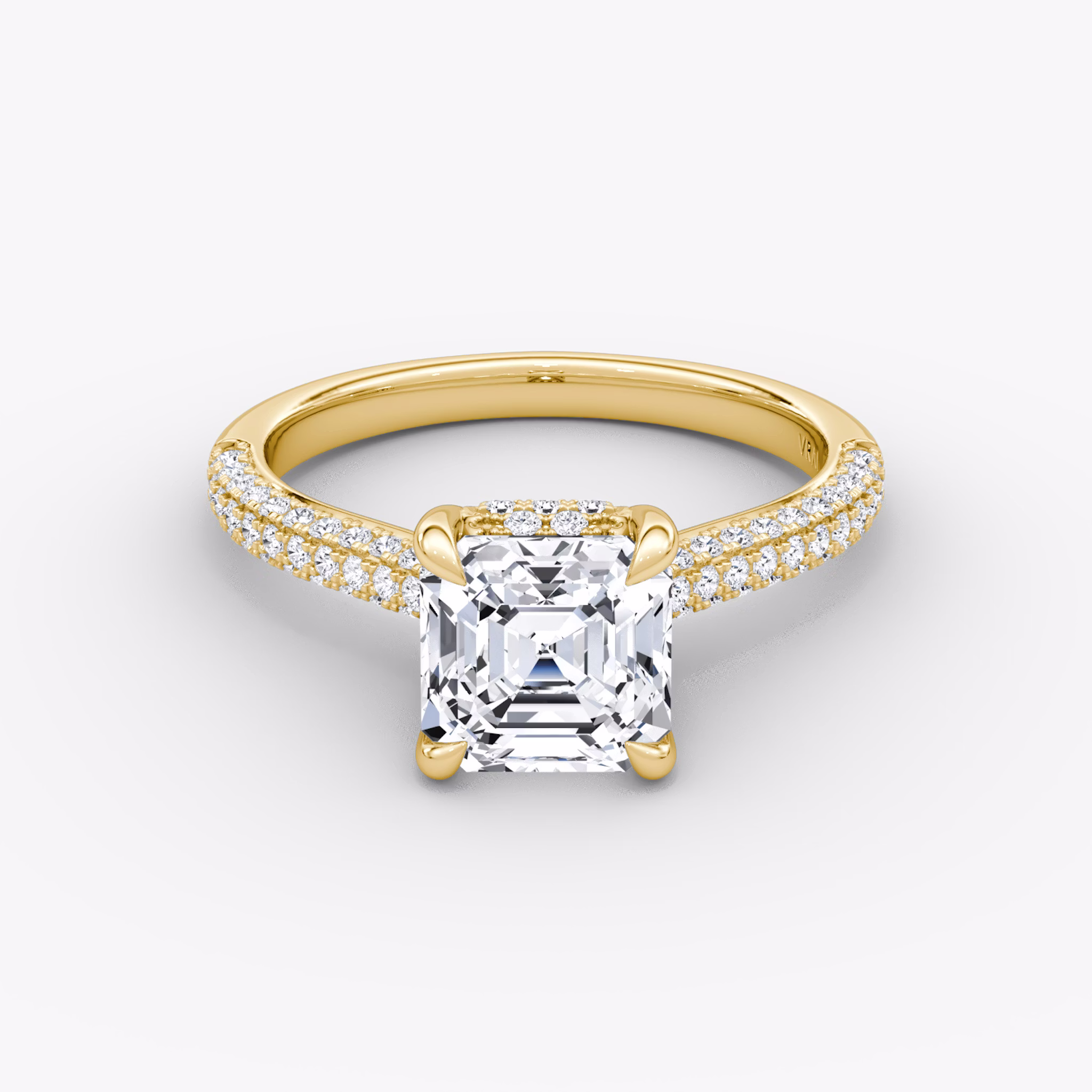 The Regal Pavé Dome | Asscher | 18k | Yellow Gold | bandAccent: Pavé | diamondOrientation: vertical | caratWeight: other