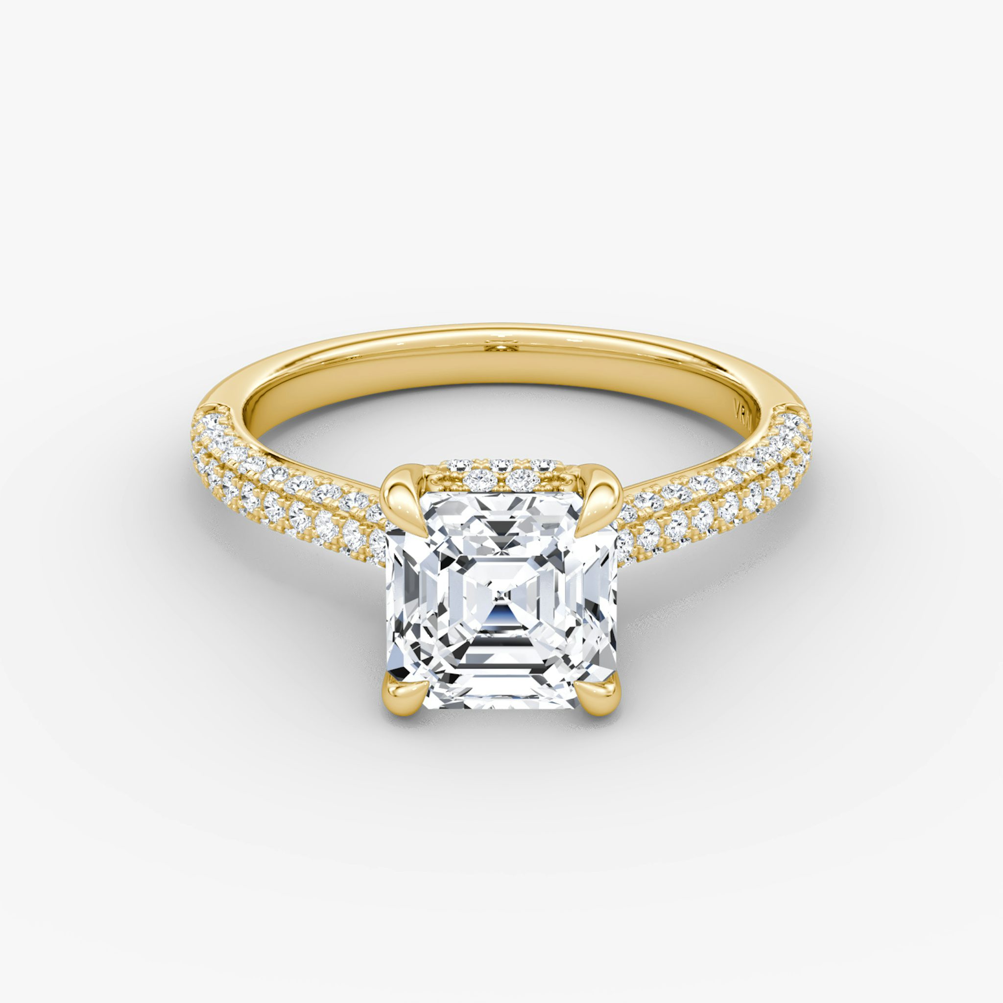 The Regal Pavé Dome | Asscher | 18k | Yellow Gold | bandAccent: Pavé | diamondOrientation: vertical | caratWeight: other