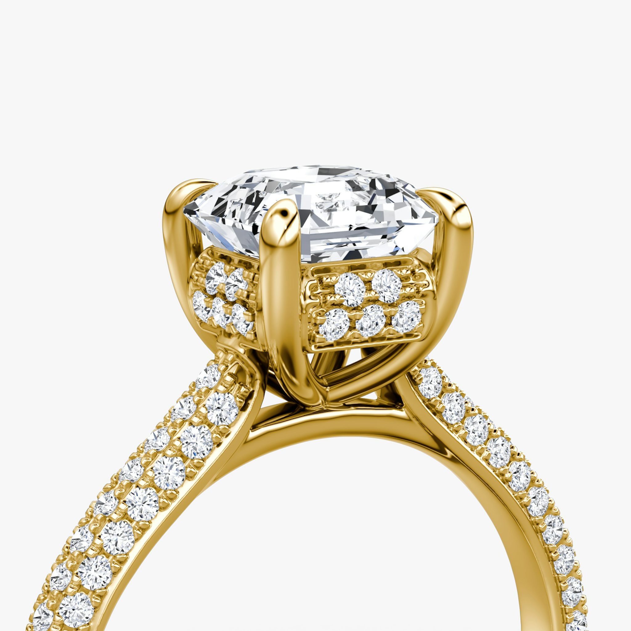 The Regal Pavé Dome | Asscher | 18k | Yellow Gold | bandAccent: Pavé | diamondOrientation: vertical | caratWeight: other