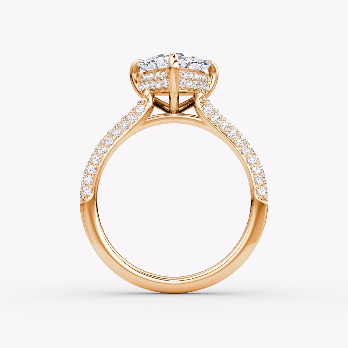 The Regal Pavé Dome | Trillion | 14k | Rose Gold | bandAccent: Pavé | diamondOrientation: vertical | caratWeight: other