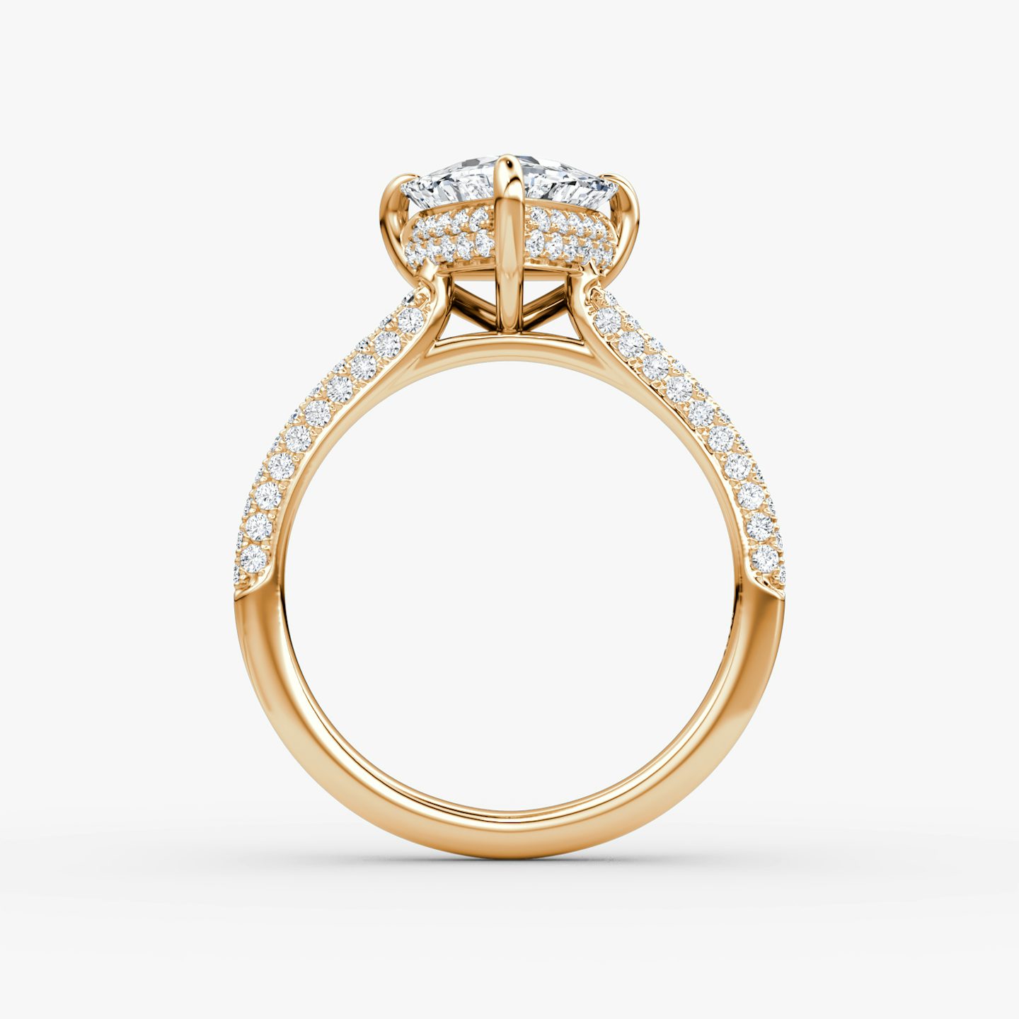The Regal Pavé Dome | Trillion | 14k | Rose Gold | bandAccent: Pavé | diamondOrientation: vertical | caratWeight: other
