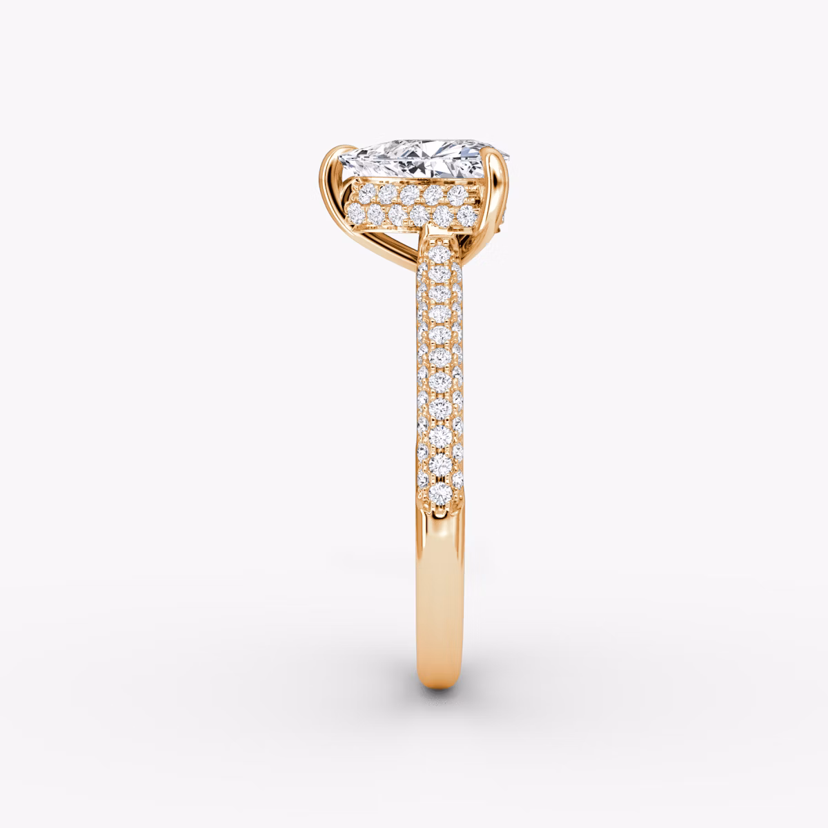 The Regal Pavé Dome | Trillion | 14k | Rose Gold | bandAccent: Pavé | diamondOrientation: vertical | caratWeight: other