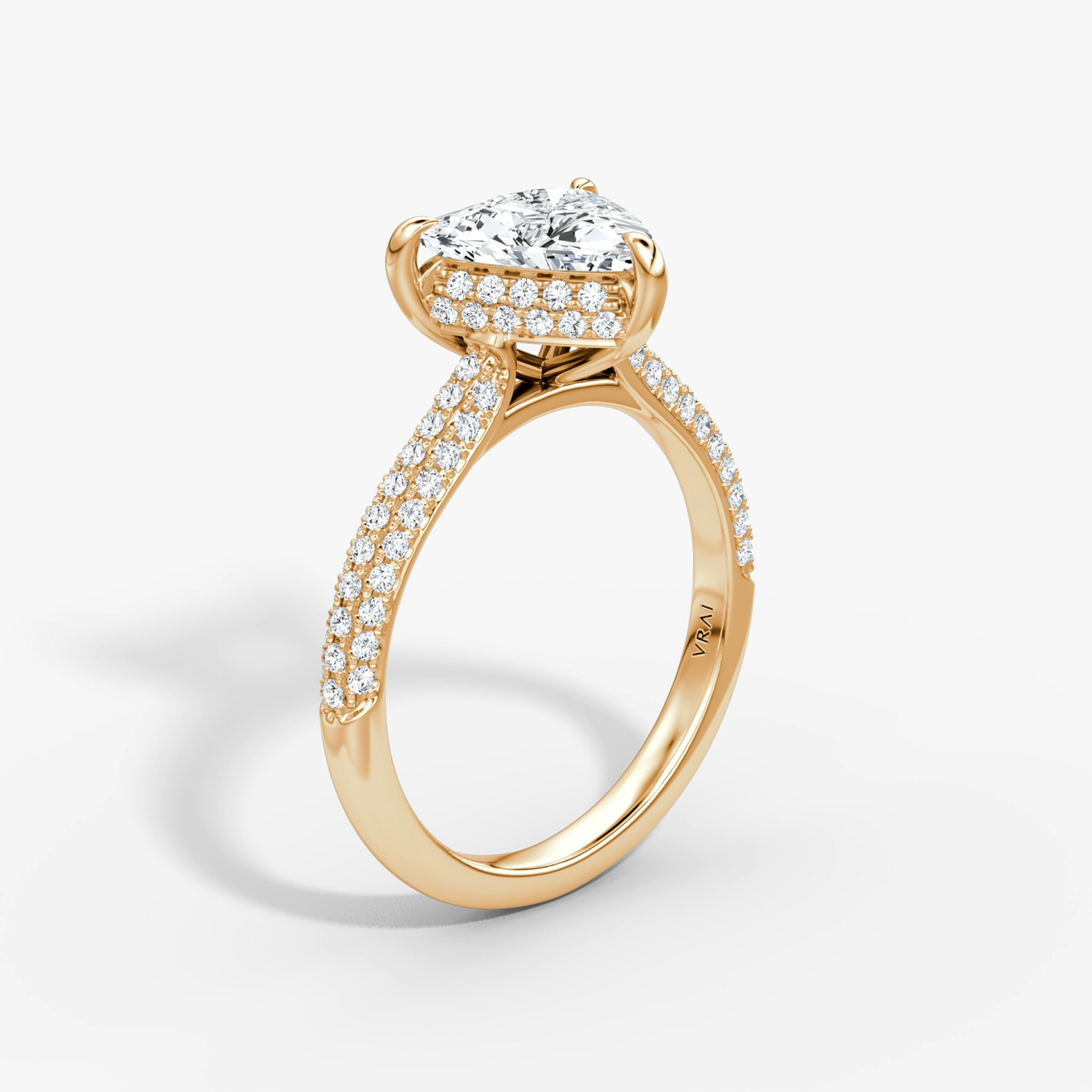 The Regal Pavé Dome | Trillion | 14k | Rose Gold | bandAccent: Pavé | diamondOrientation: vertical | caratWeight: other
