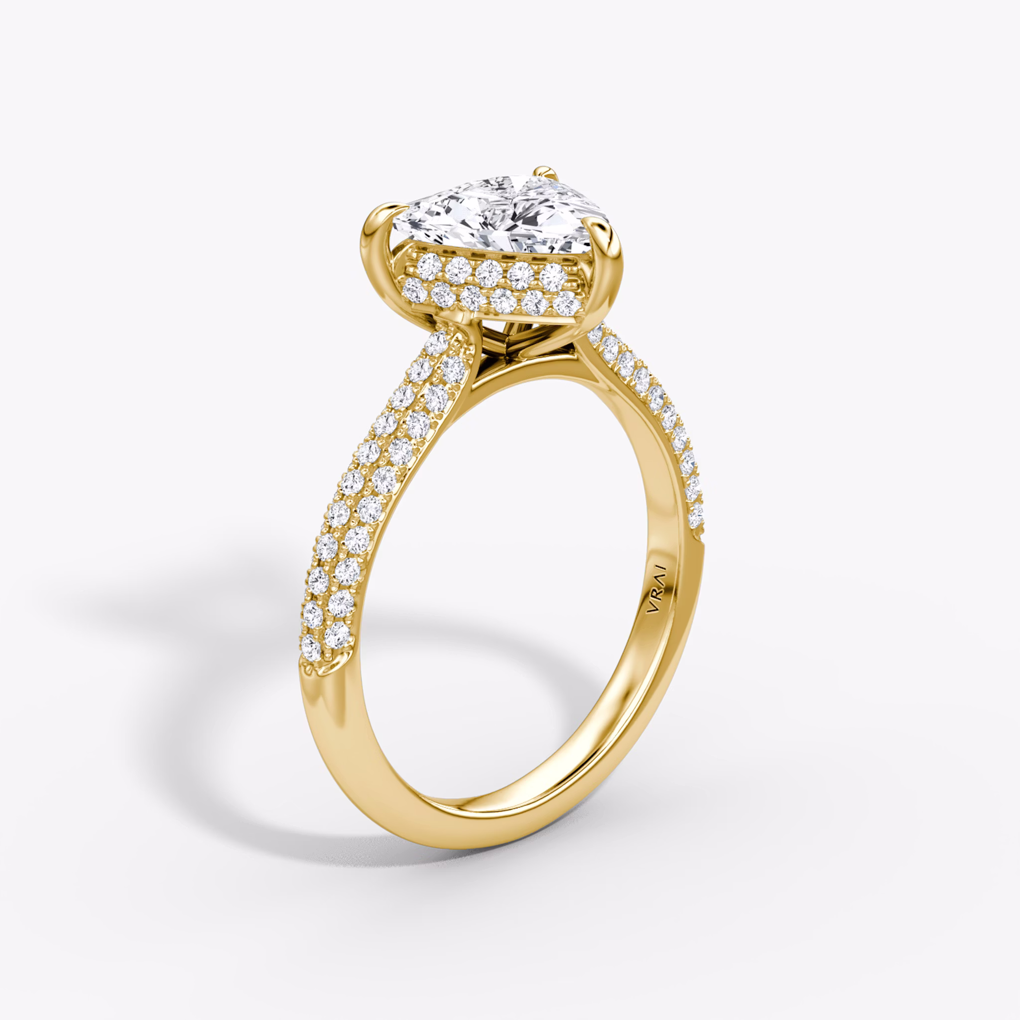 The Regal Pavé Dome | Trillion | 18k | Yellow Gold | bandAccent: Pavé | diamondOrientation: vertical | caratWeight: other