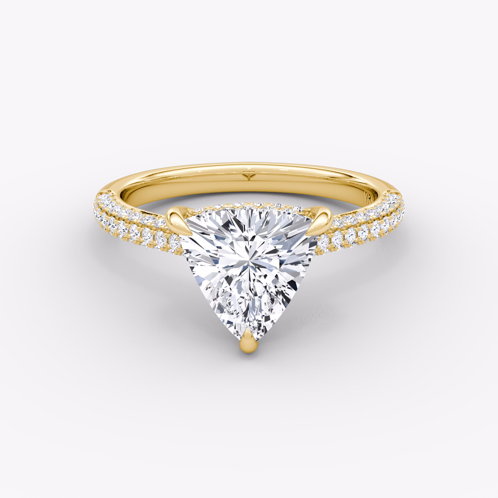 The Regal Pavé Dome | Trillion | 18k | Yellow Gold | bandAccent: Pavé | diamondOrientation: vertical | caratWeight: other