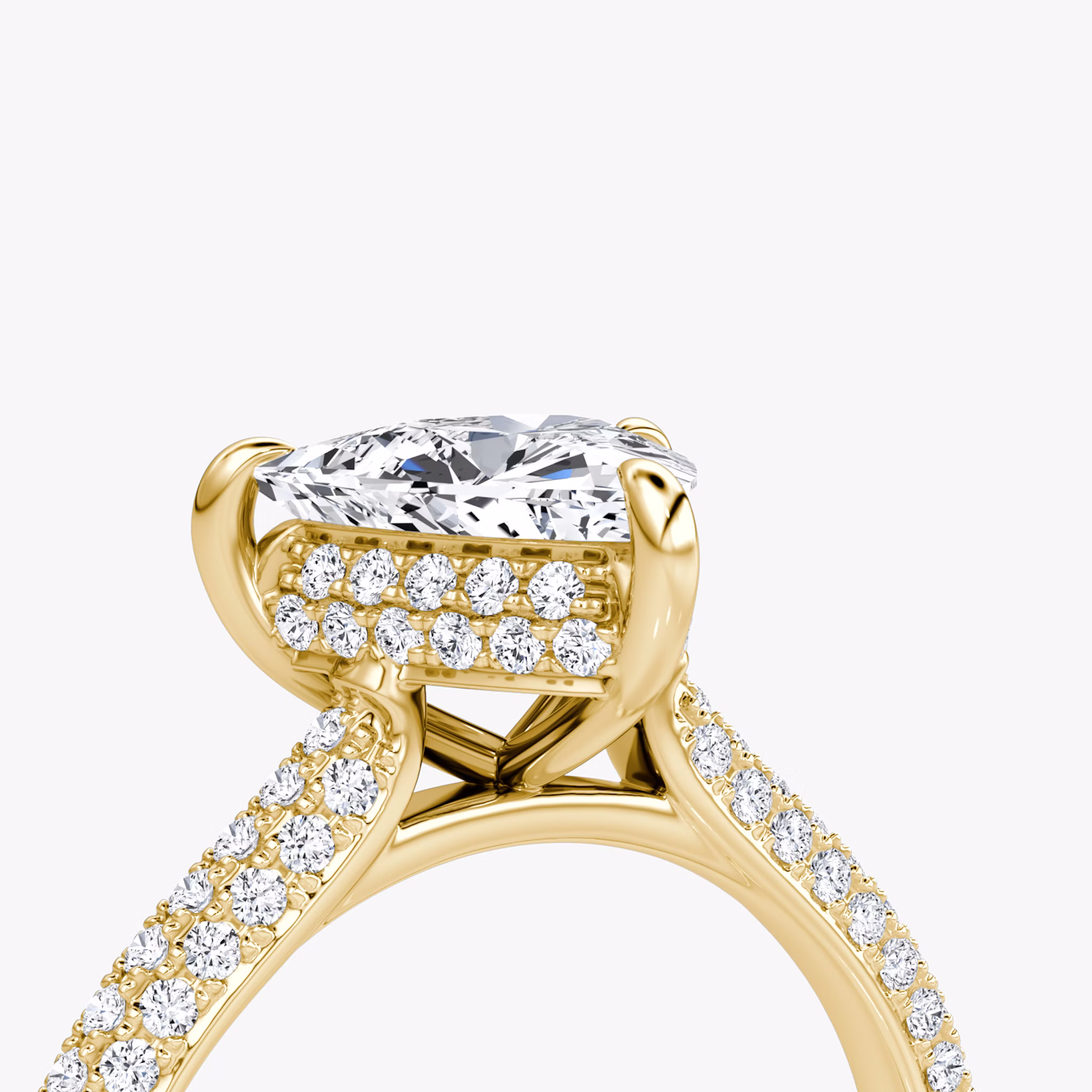 The Regal Pavé Dome | Trillion | 18k | Yellow Gold | bandAccent: Pavé | diamondOrientation: vertical | caratWeight: other