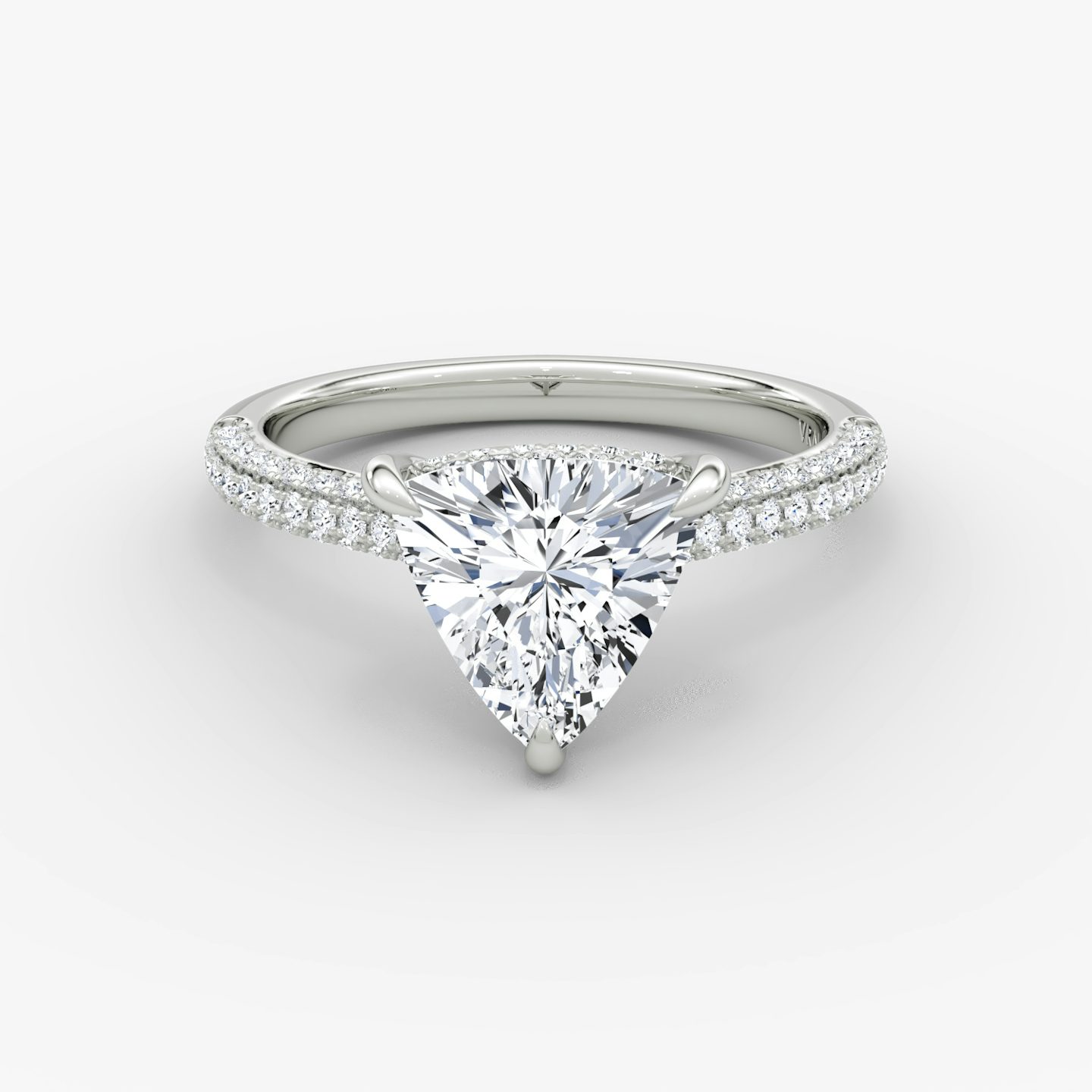 The Regal Pavé Dome | Trillion | 18k | White Gold | bandAccent: Pavé | diamondOrientation: vertical | caratWeight: other