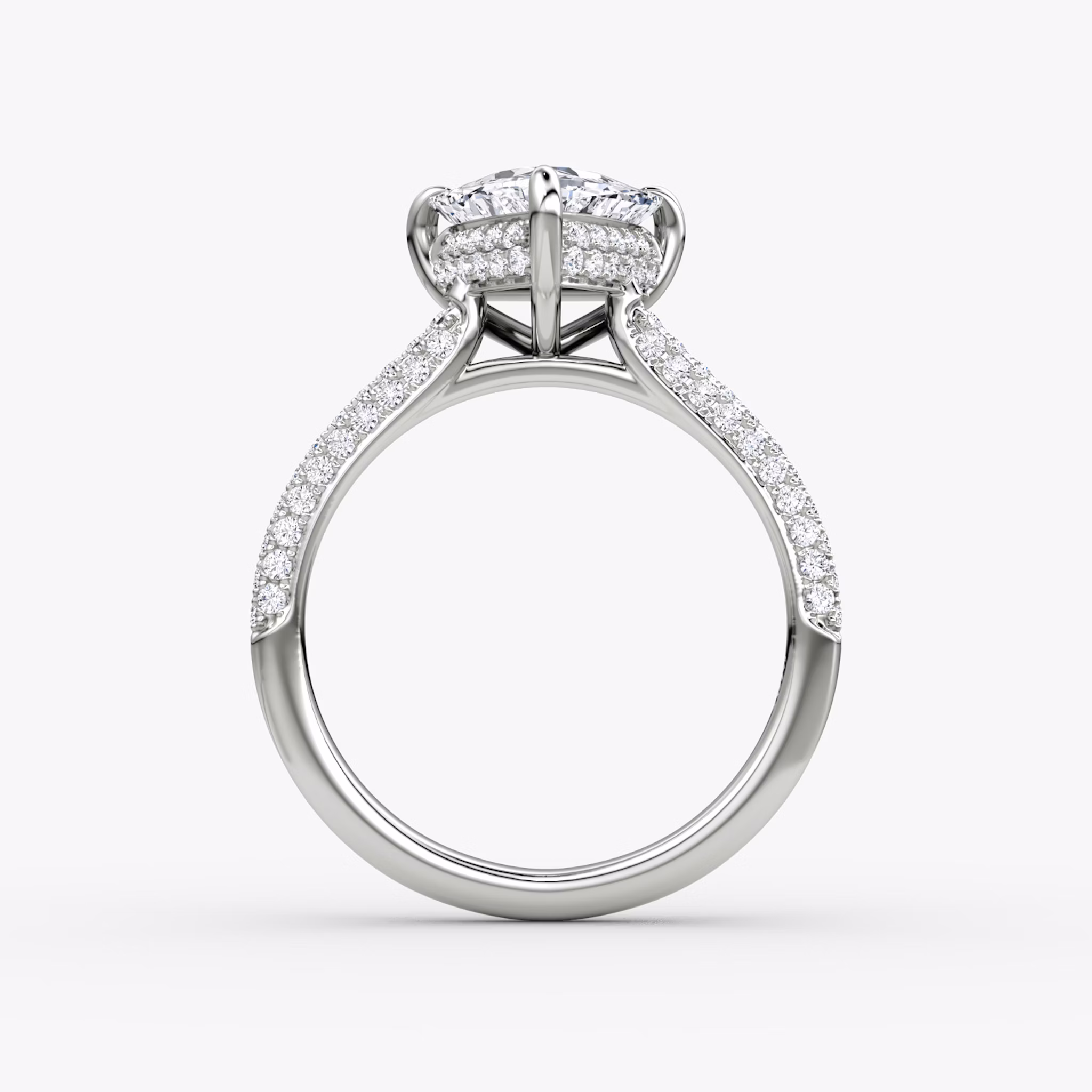 The Regal Pavé Dome | Trillion | 18k | White Gold | bandAccent: Pavé | diamondOrientation: vertical | caratWeight: other