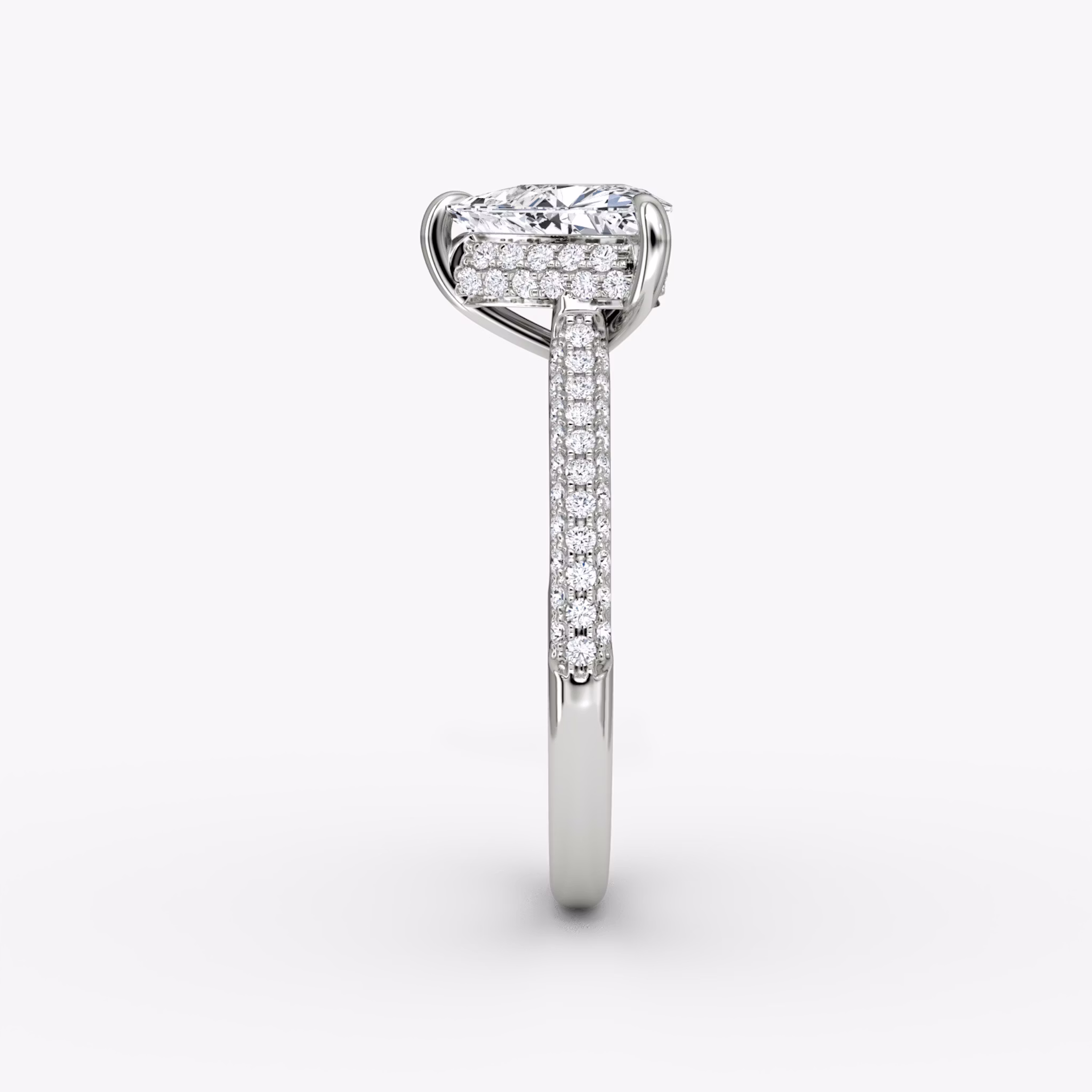 The Regal Pavé Dome | Trillion | 18k | White Gold | bandAccent: Pavé | diamondOrientation: vertical | caratWeight: other
