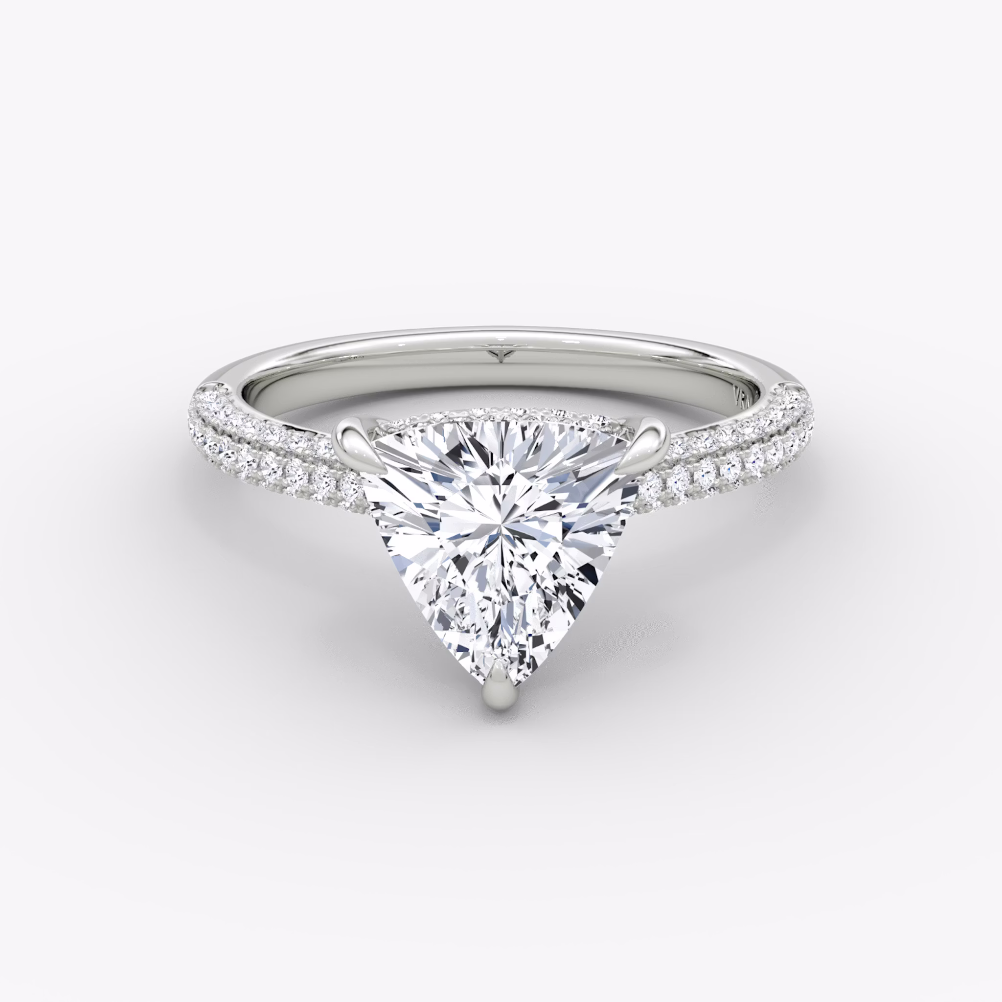 The Regal Pavé Dome | Trillion | Platinum | bandAccent: Pavé | diamondOrientation: vertical | caratWeight: other