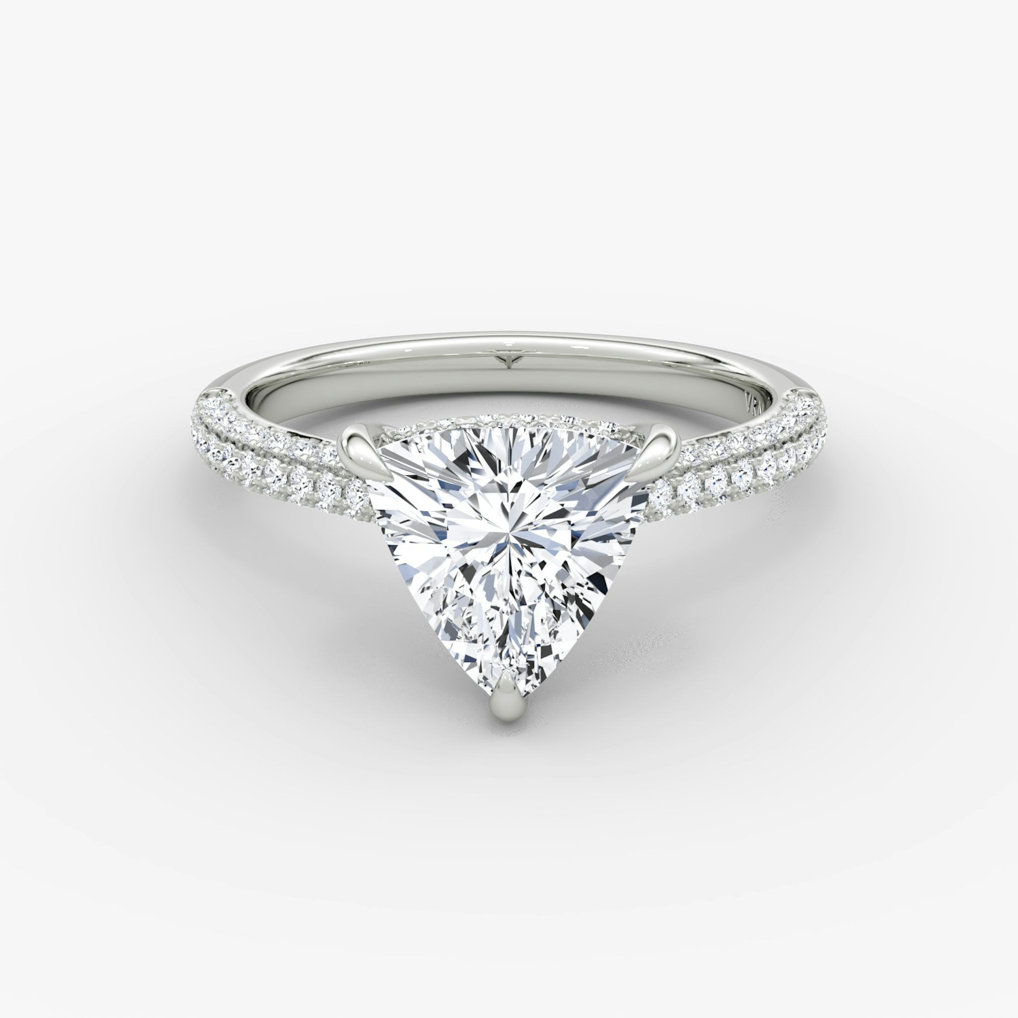The Regal Pavé Dome | Trillion | Platinum | bandAccent: Pavé | diamondOrientation: vertical | caratWeight: other