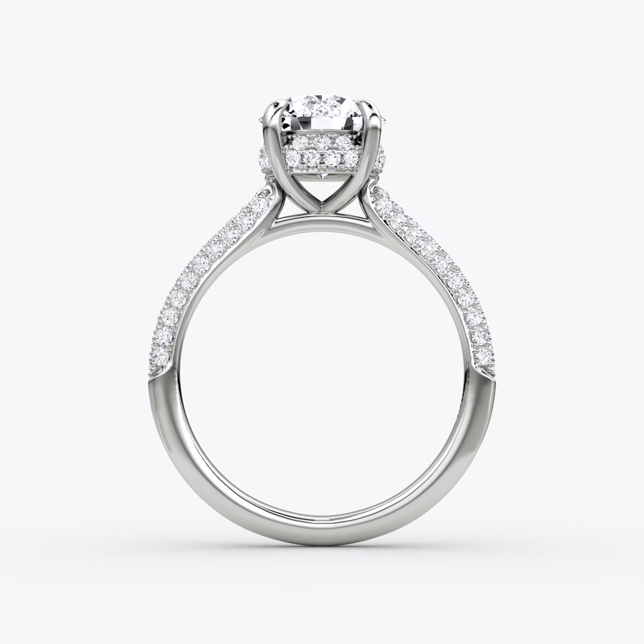 The Regal Pavé Dome | Round Brilliant | 18k | White Gold | bandAccent: Pavé | caratWeight: 1.0ct | diamondOrientation: vertical