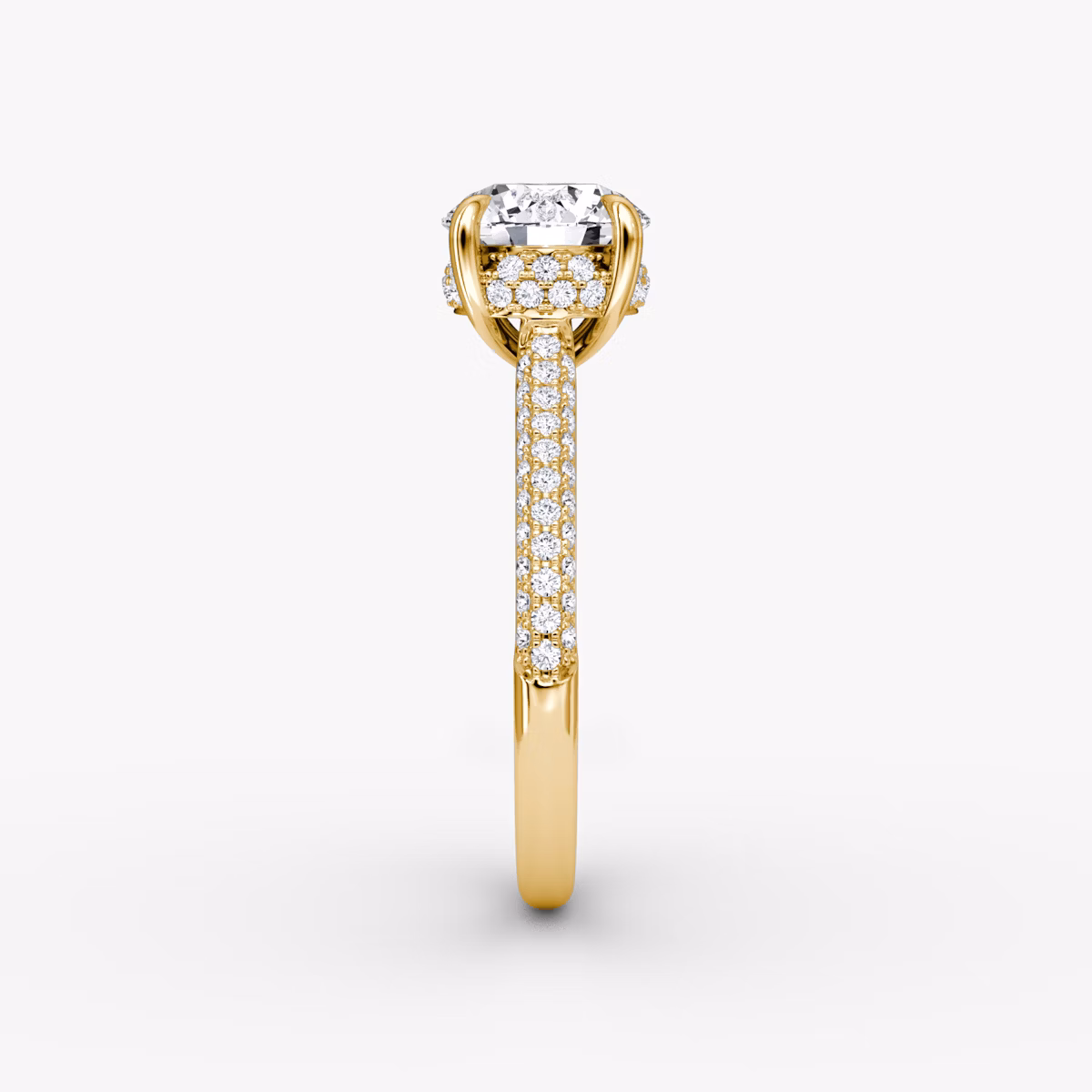 The Regal Pavé Dome | Round Brilliant | 18k | Yellow Gold | bandAccent: Pavé | caratWeight: 1.0ct | diamondOrientation: vertical