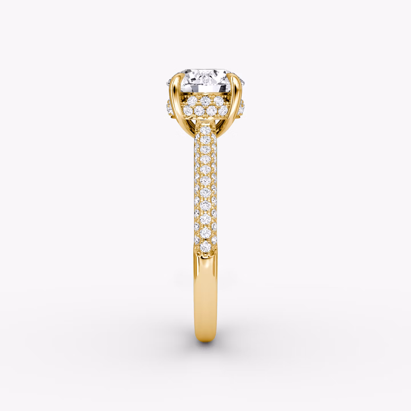The Regal Pavé Dome | Round Brilliant | 18k | Yellow Gold | bandAccent: Pavé | caratWeight: 1.0ct | diamondOrientation: vertical