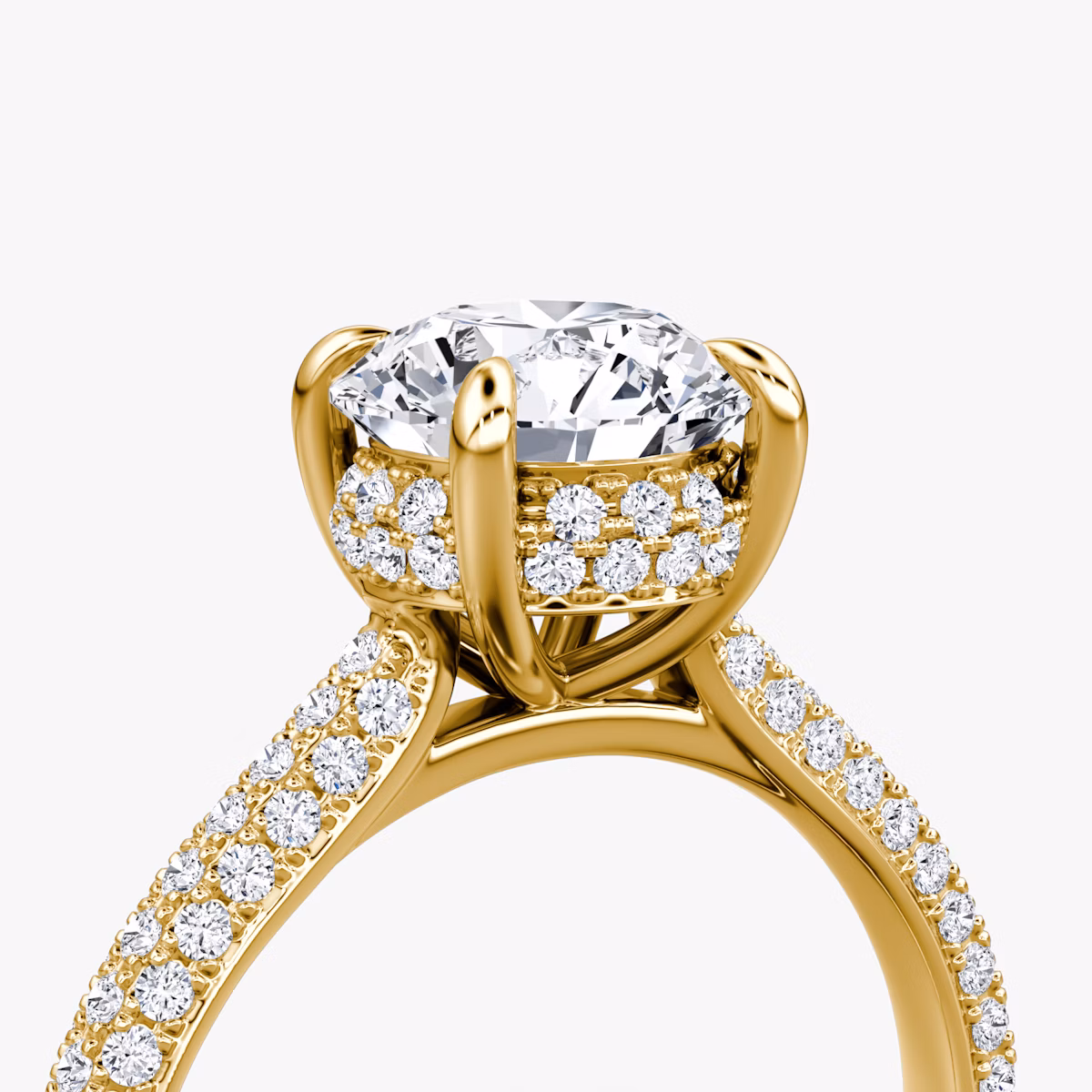 The Regal Pavé Dome | Round Brilliant | 18k | Yellow Gold | bandAccent: Pavé | caratWeight: 1.0ct | diamondOrientation: vertical