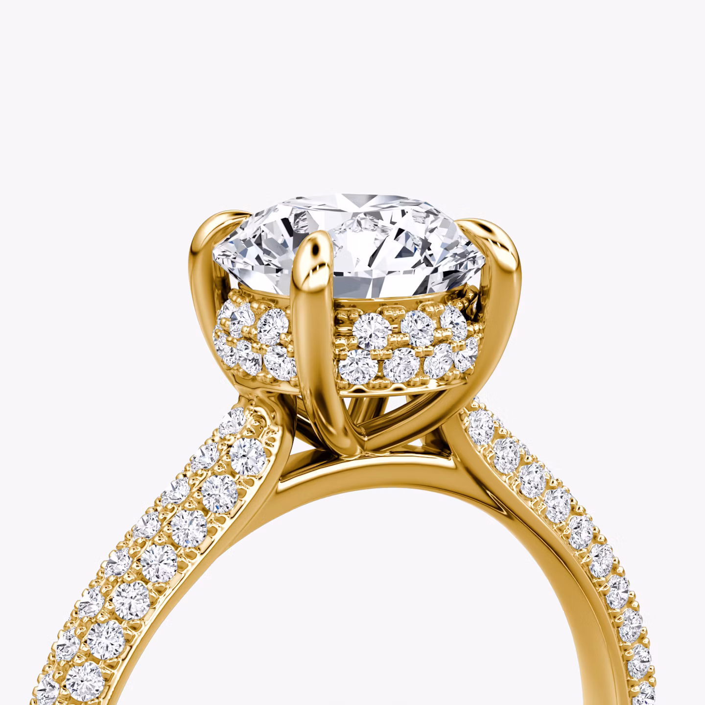 The Regal Pavé Dome | Round Brilliant | 18k | Yellow Gold | bandAccent: Pavé | caratWeight: 1.0ct | diamondOrientation: vertical