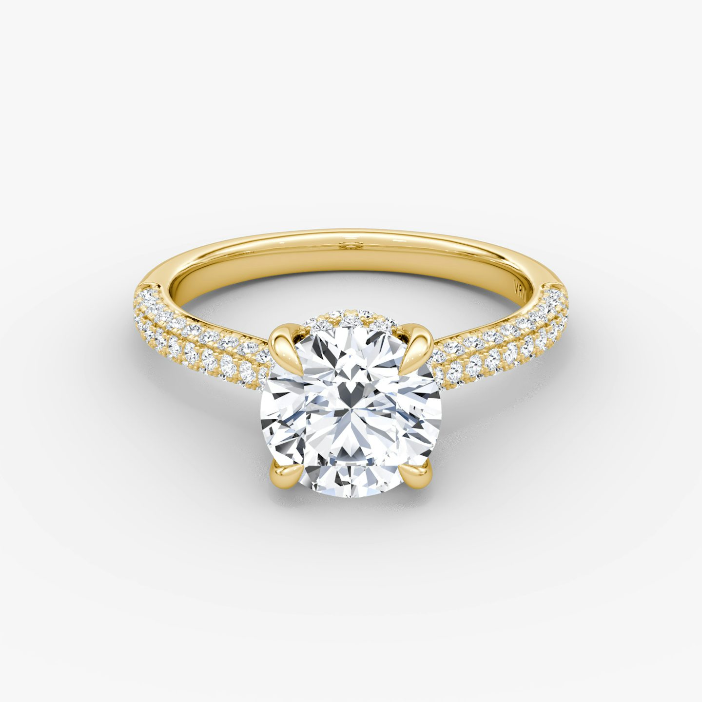 The Regal Pavé Dome | Round Brilliant | 18k | Yellow Gold | bandAccent: Pavé | caratWeight: 1.0ct | diamondOrientation: vertical